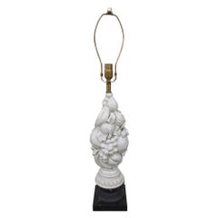 Italian White Porcelain Topiary Lamp  