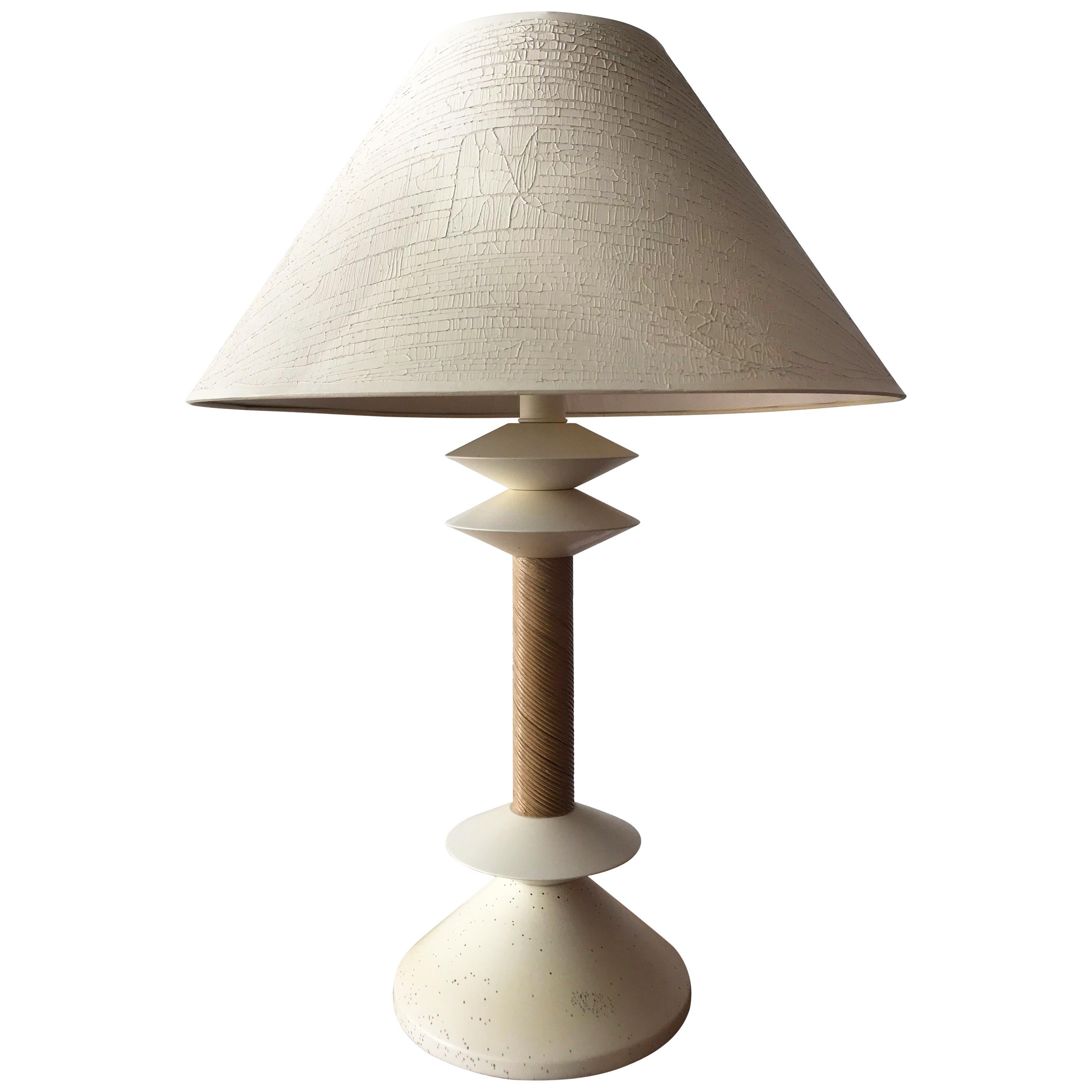 white wicker table lamp