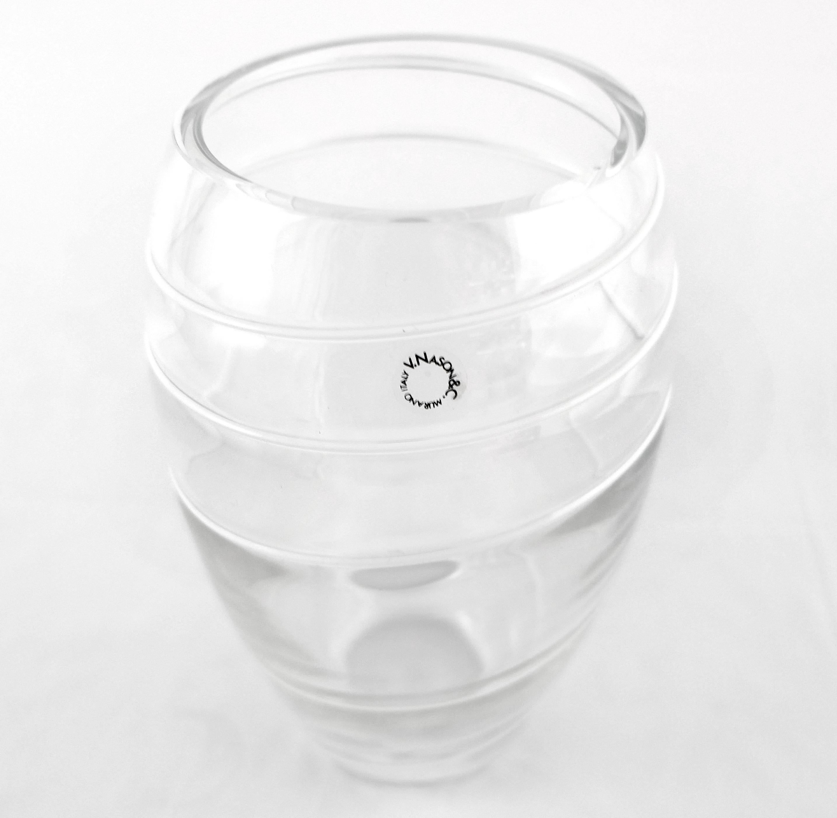  V. Nason & C. Italy Murano Glass Vase with White Spiral Stripes In Excellent Condition In Miami, FL