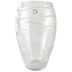  V. Nason & C. Italy Murano Glass Vase with White Spiral Stripes