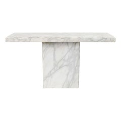 Italian White Statuario Marble Console Table