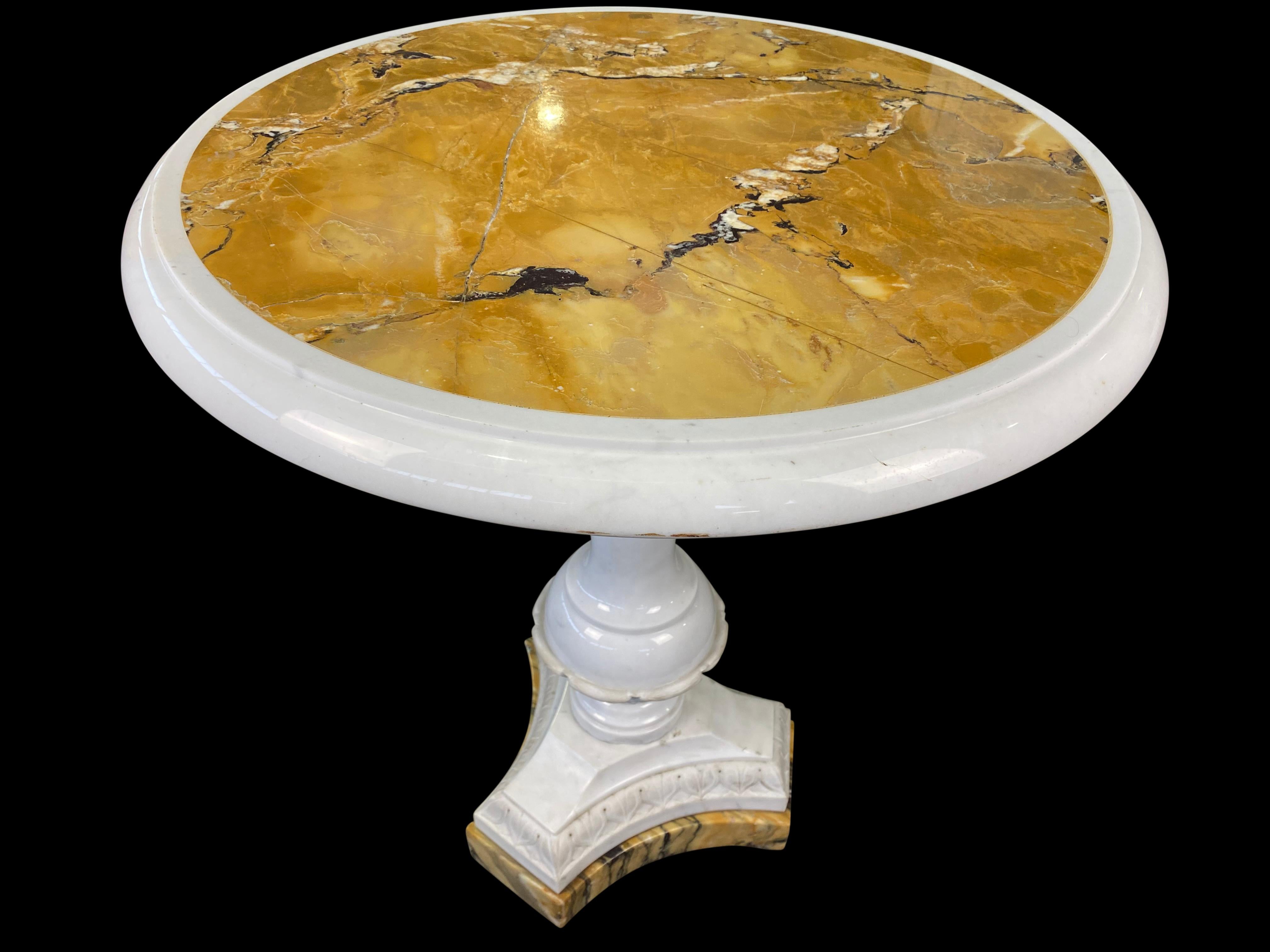 Italian White Statuary and Sienna Marble Table, 19th-20th Century For Sale 3