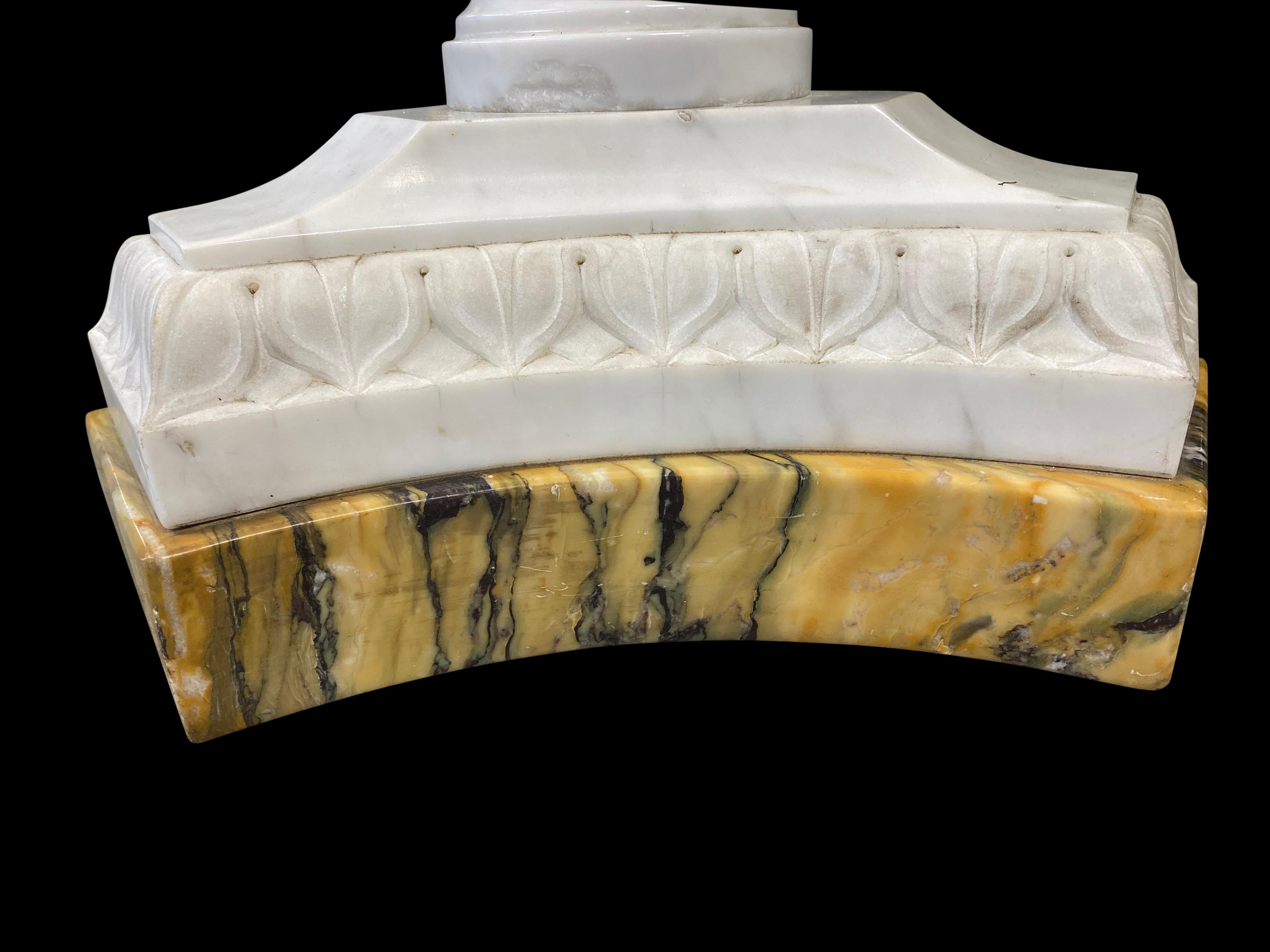 Inlay Italian White Statuary and Sienna Marble Table, 19th-20th Century For Sale
