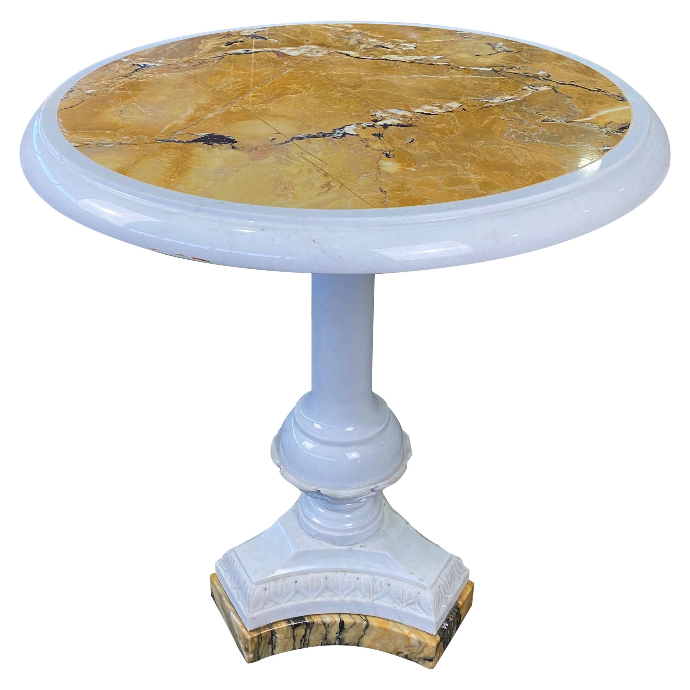 Italian White Statuary and Sienna Marble Table, 19th-20th Century For Sale