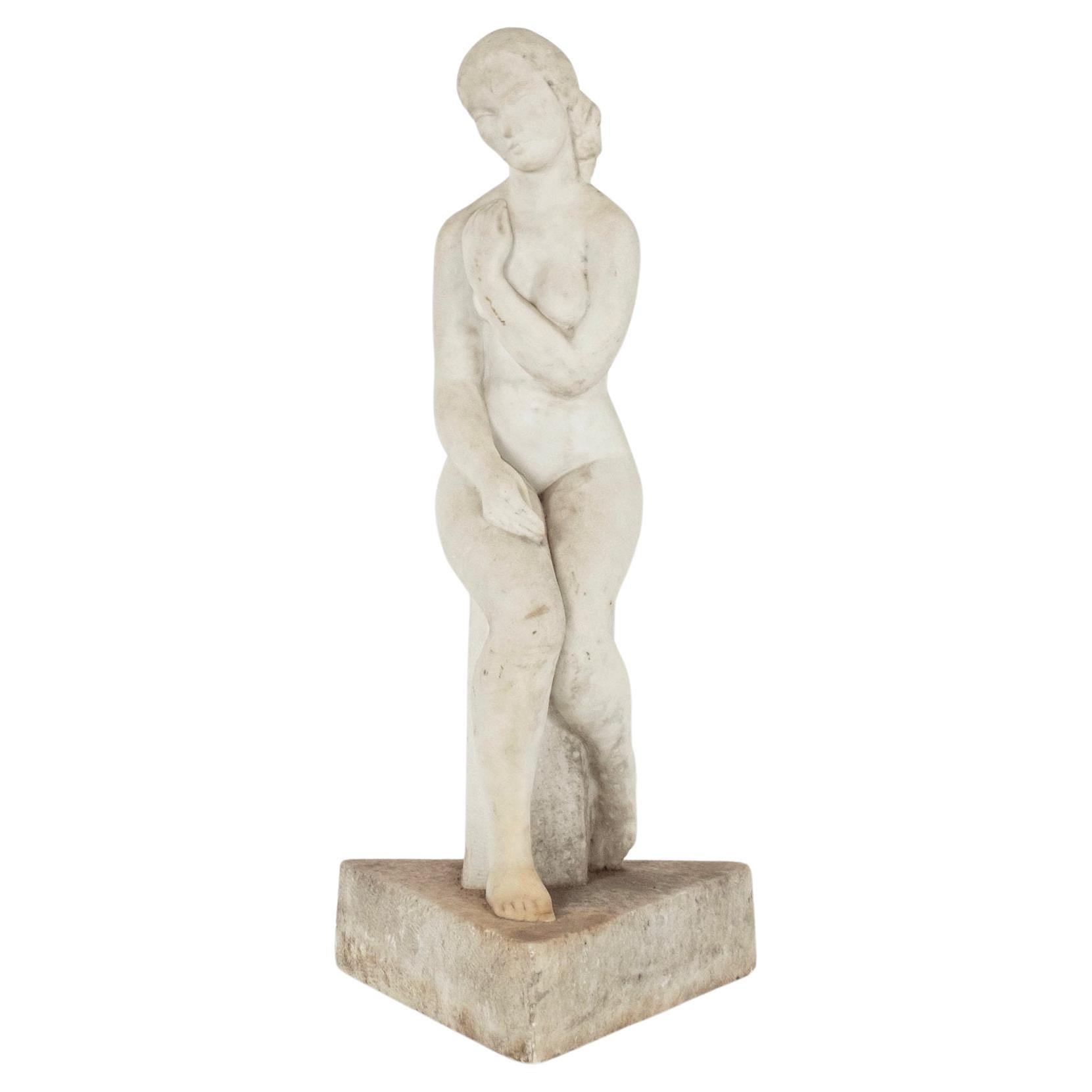 Escultura italiana de doncella de mármol blanca estatuaria