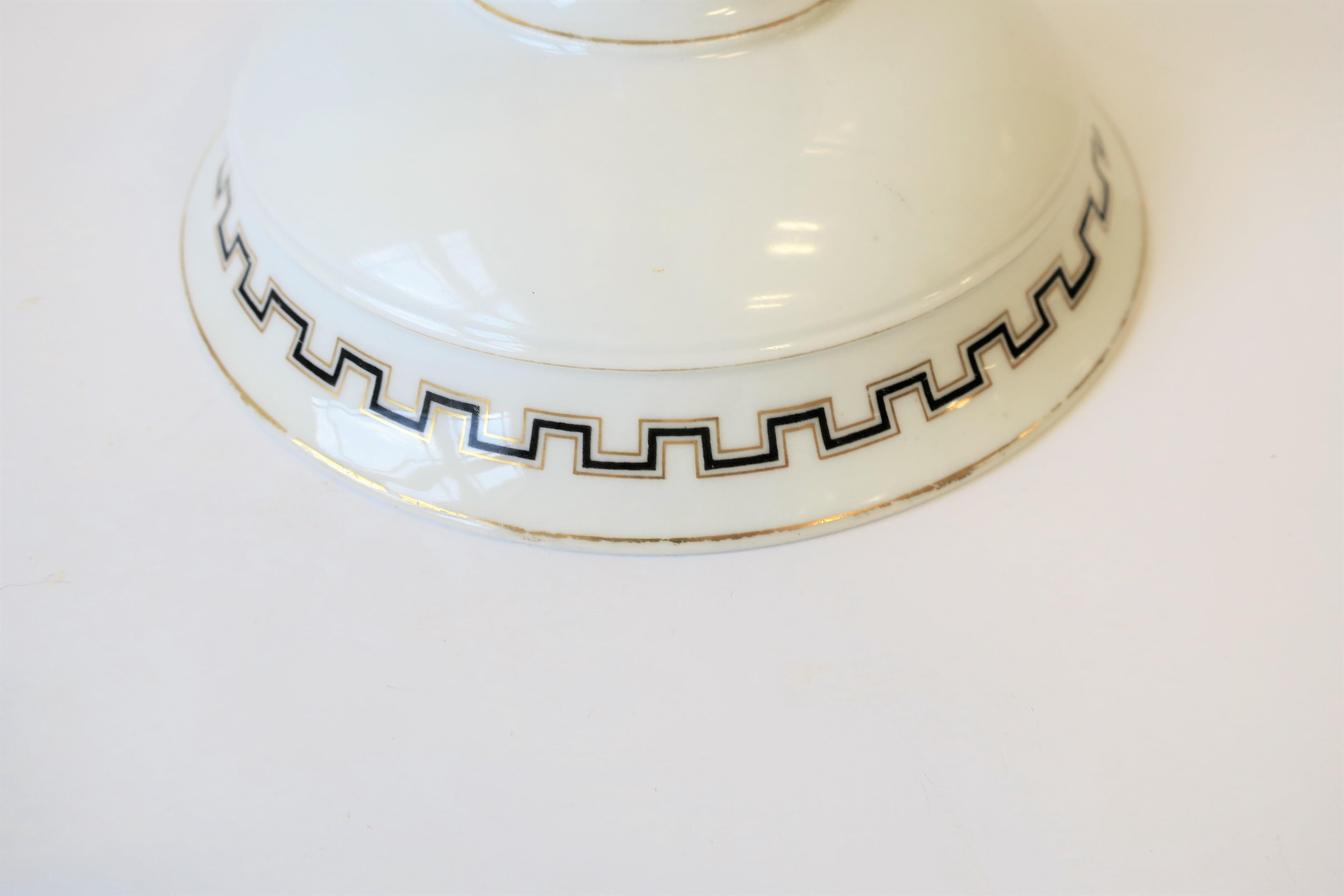 Italian White Black and Gold Tazza or Compote Bowl with Greek-Key Design 8