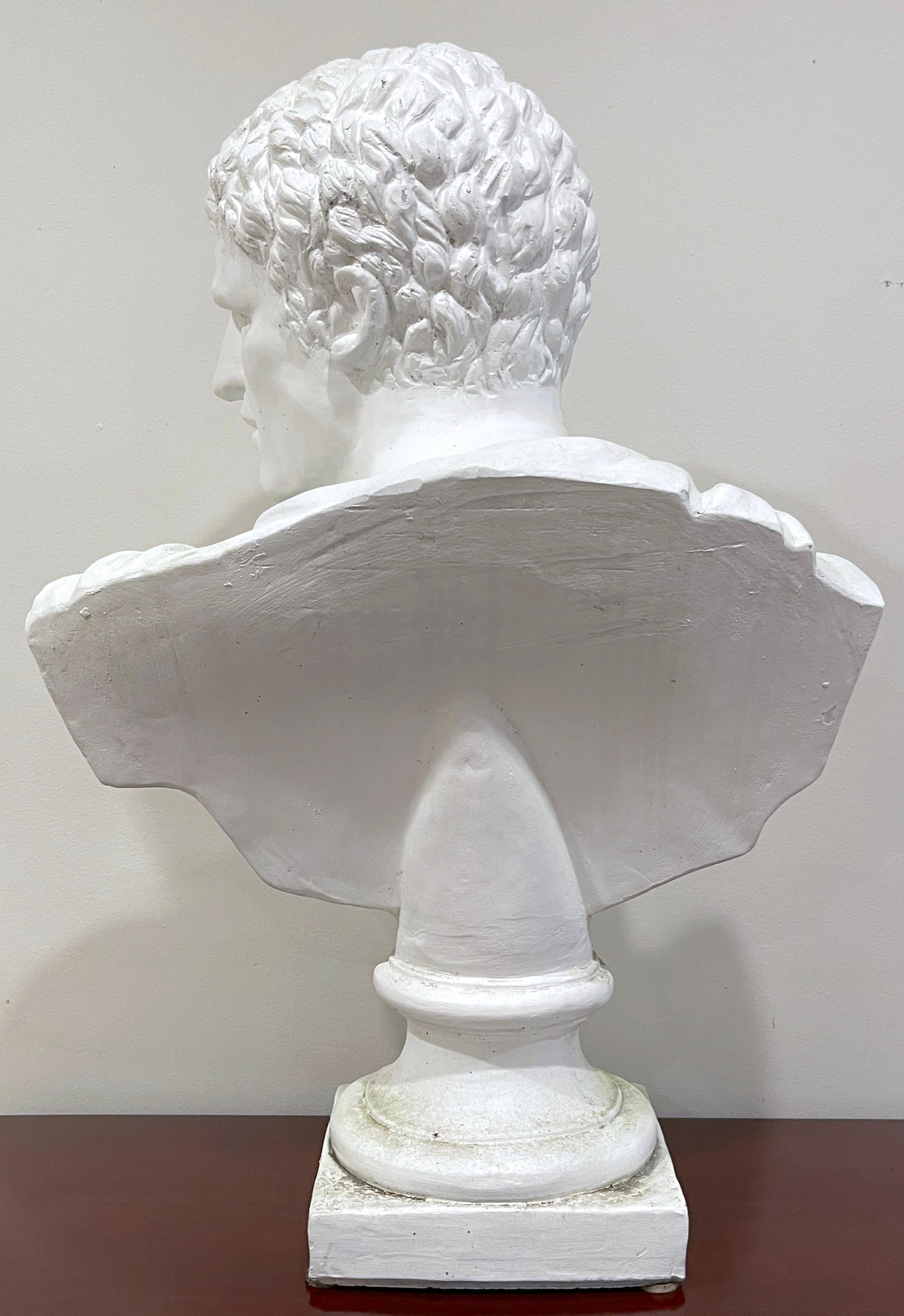 Italian White Terracotta Bust of the Roman Emperor, Caesar Augustus, Octavian For Sale 1