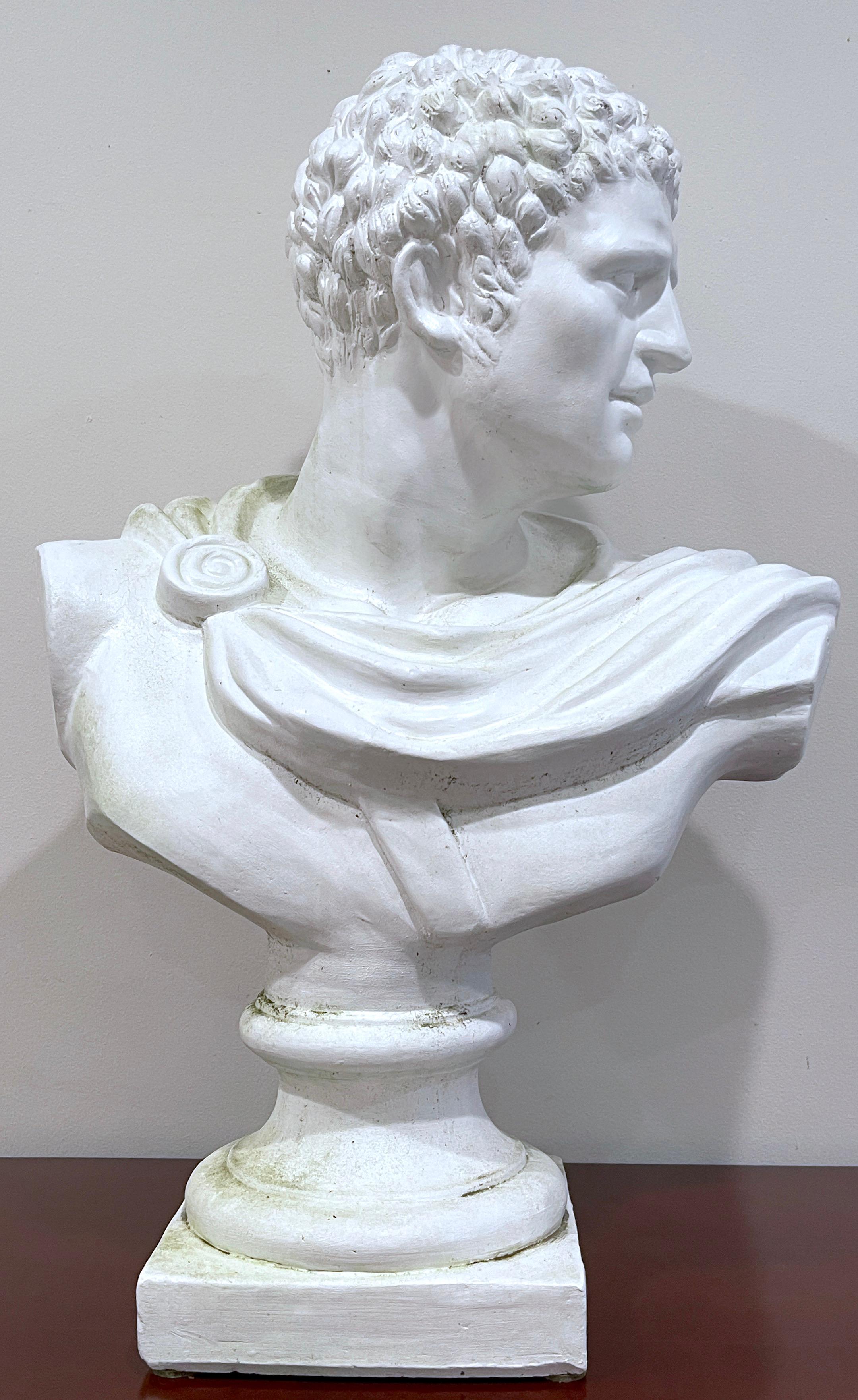 Italian White Terracotta bust of the Roman Emperor, Caesar Augustus, Octavian 
Italy, 1900s, Can be used indoors or outdoors.

A well execututed, large scale bust in terracotta, previously polychromed/ painted in white. This bust has been used