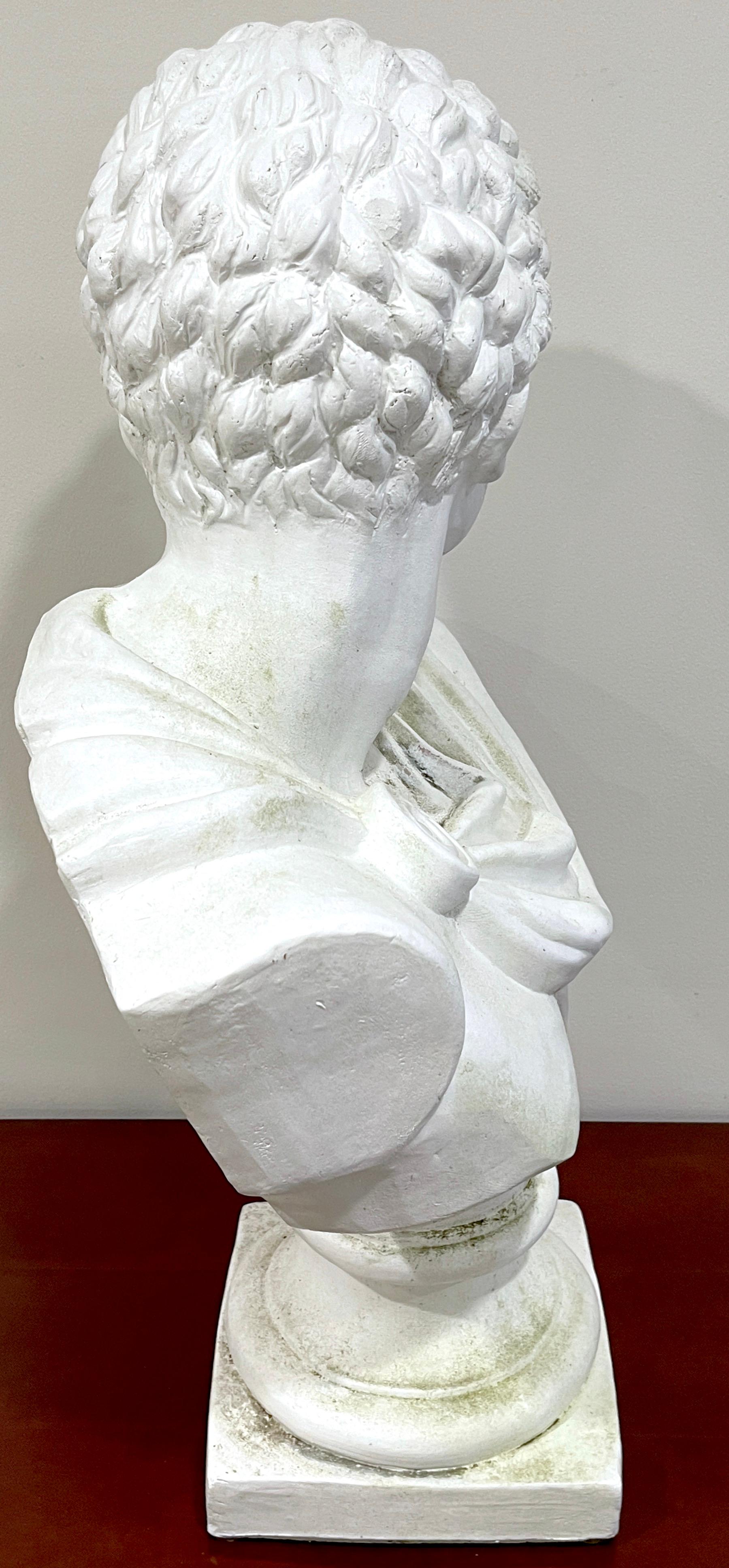 Italian White Terracotta Bust of the Roman Emperor, Caesar Augustus, Octavian In Good Condition For Sale In West Palm Beach, FL