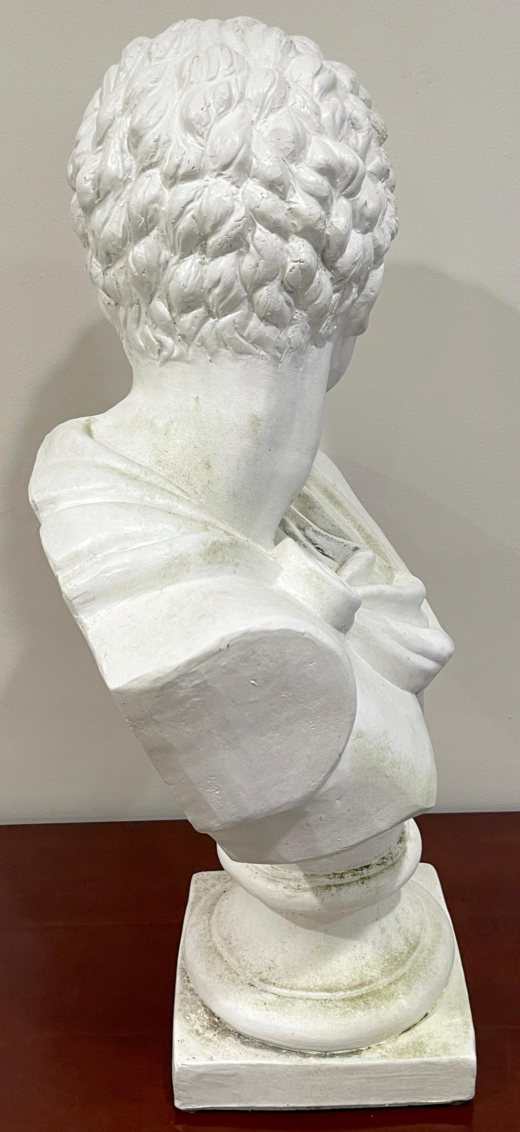 20th Century Italian White Terracotta Bust of the Roman Emperor, Caesar Augustus, Octavian For Sale