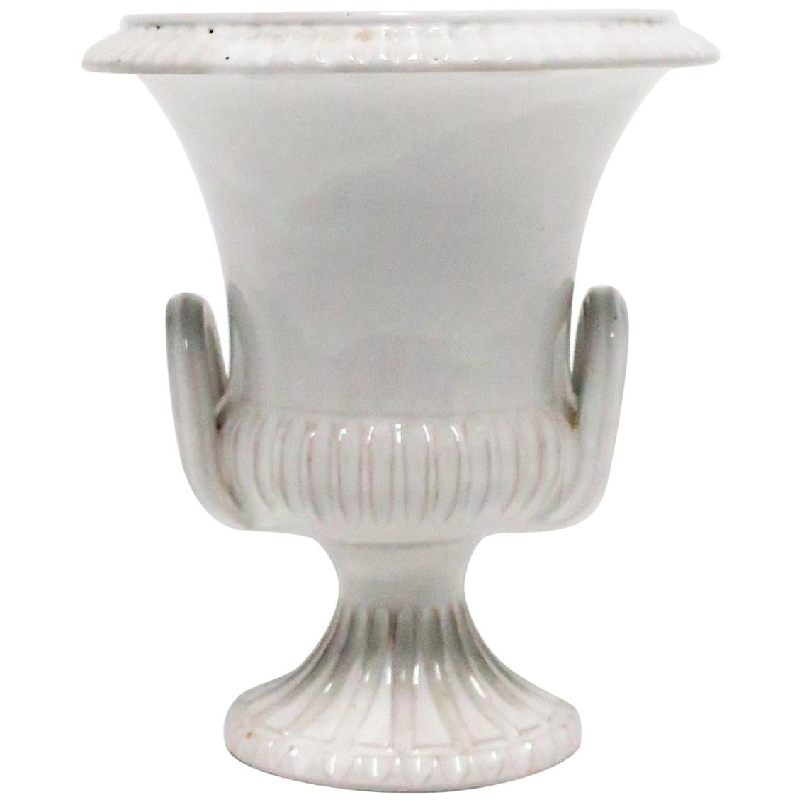 Italian White Pottery Urn Vessel or Vase