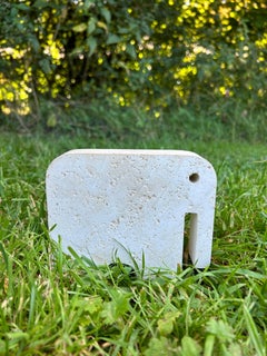 Italian White Travertine Elephant Sculpture by Enzo Mari for Fratelli Mannelli