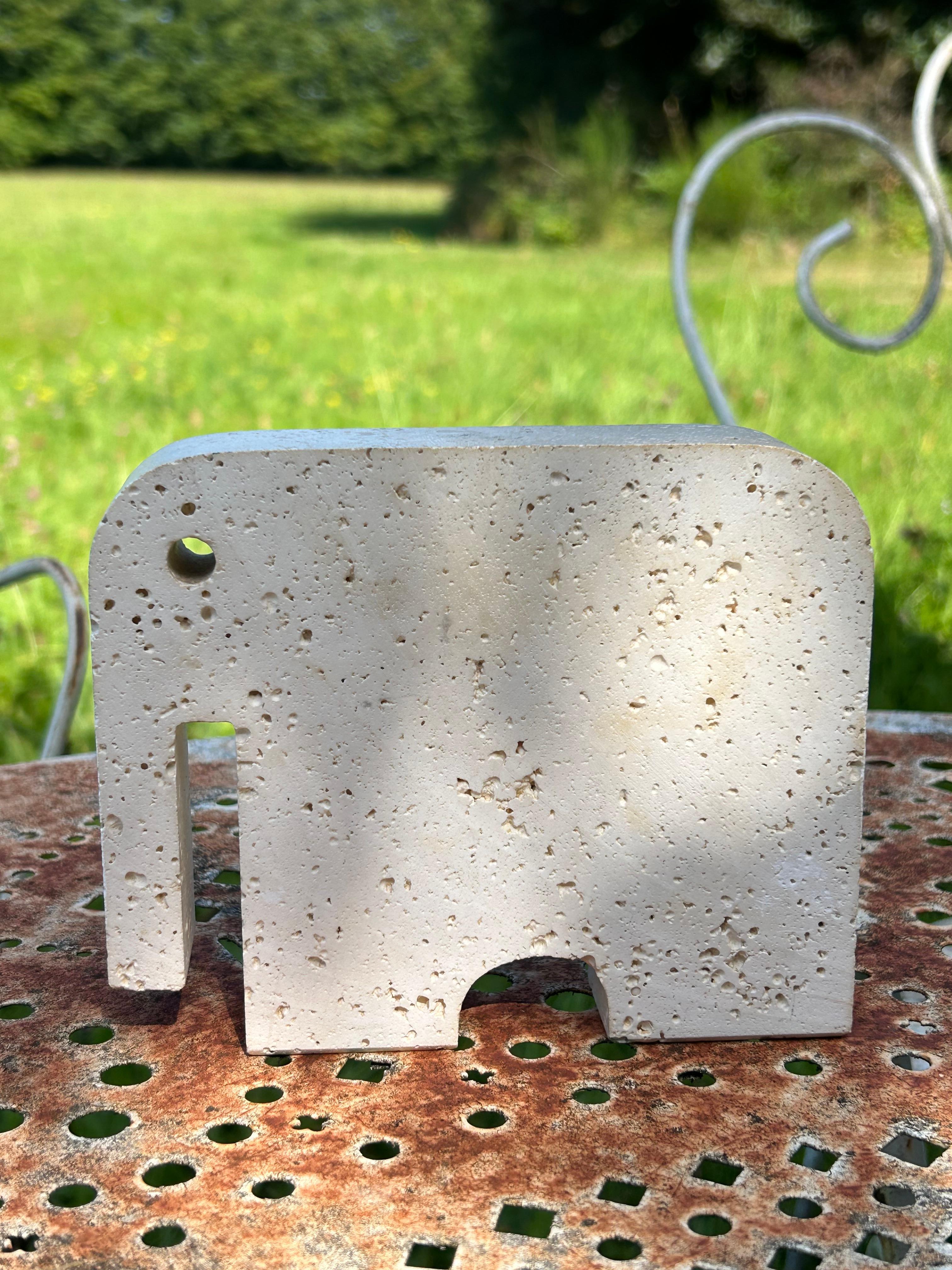 Late 20th Century Italian White Travertine Elephant Sculpture by Enzo Mari for Fratelli Mannelli For Sale