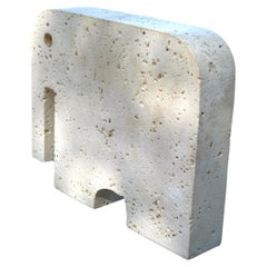 Italian White Travertine Elephant Sculpture by Enzo Mari for Fratelli Mannelli