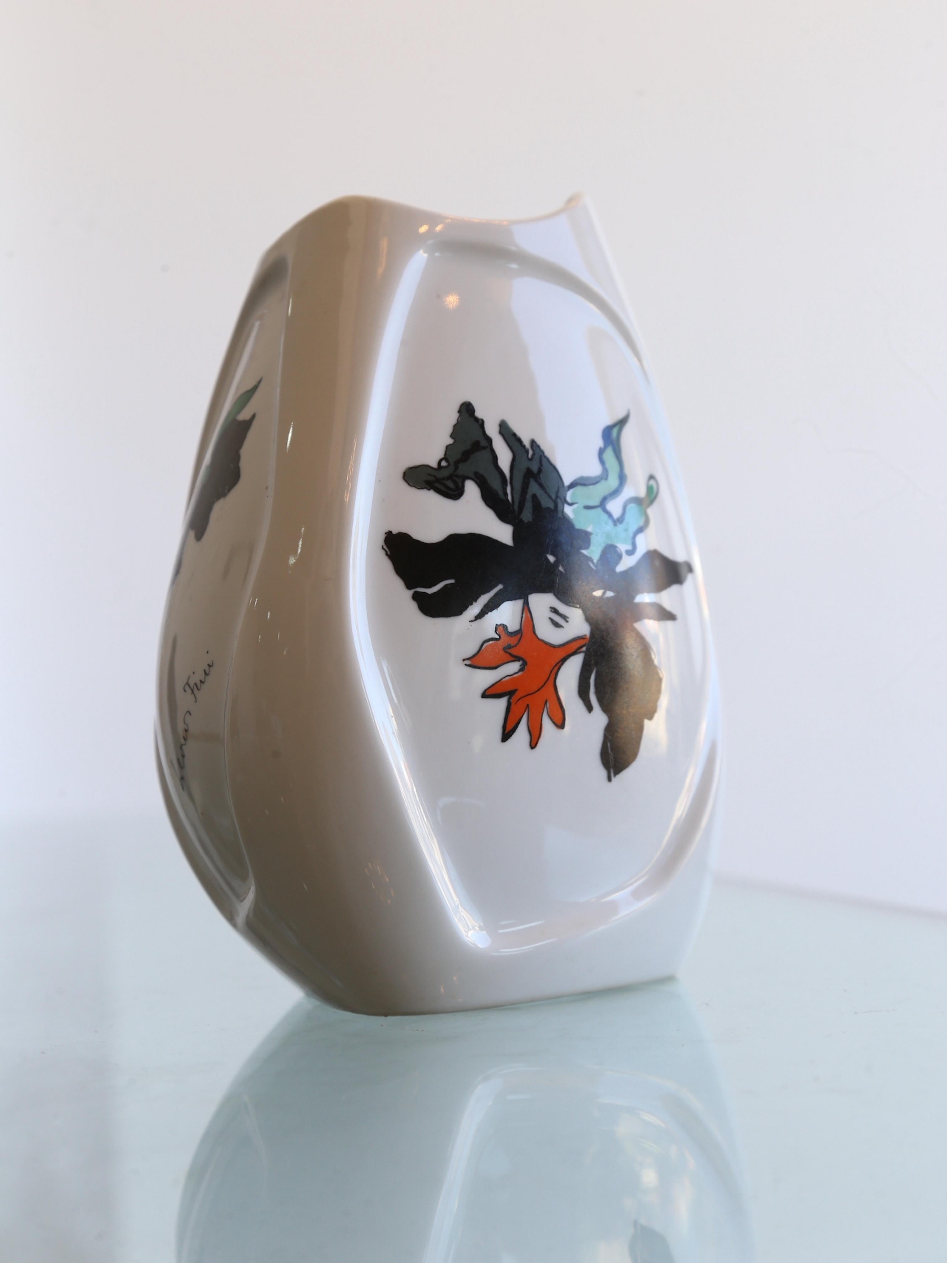 Hand-Crafted Italian White Vase with Three Different Faces by Verbano, Italy, 1960s For Sale