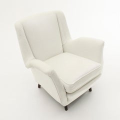 Italian White Velvet Armchair, 1950s