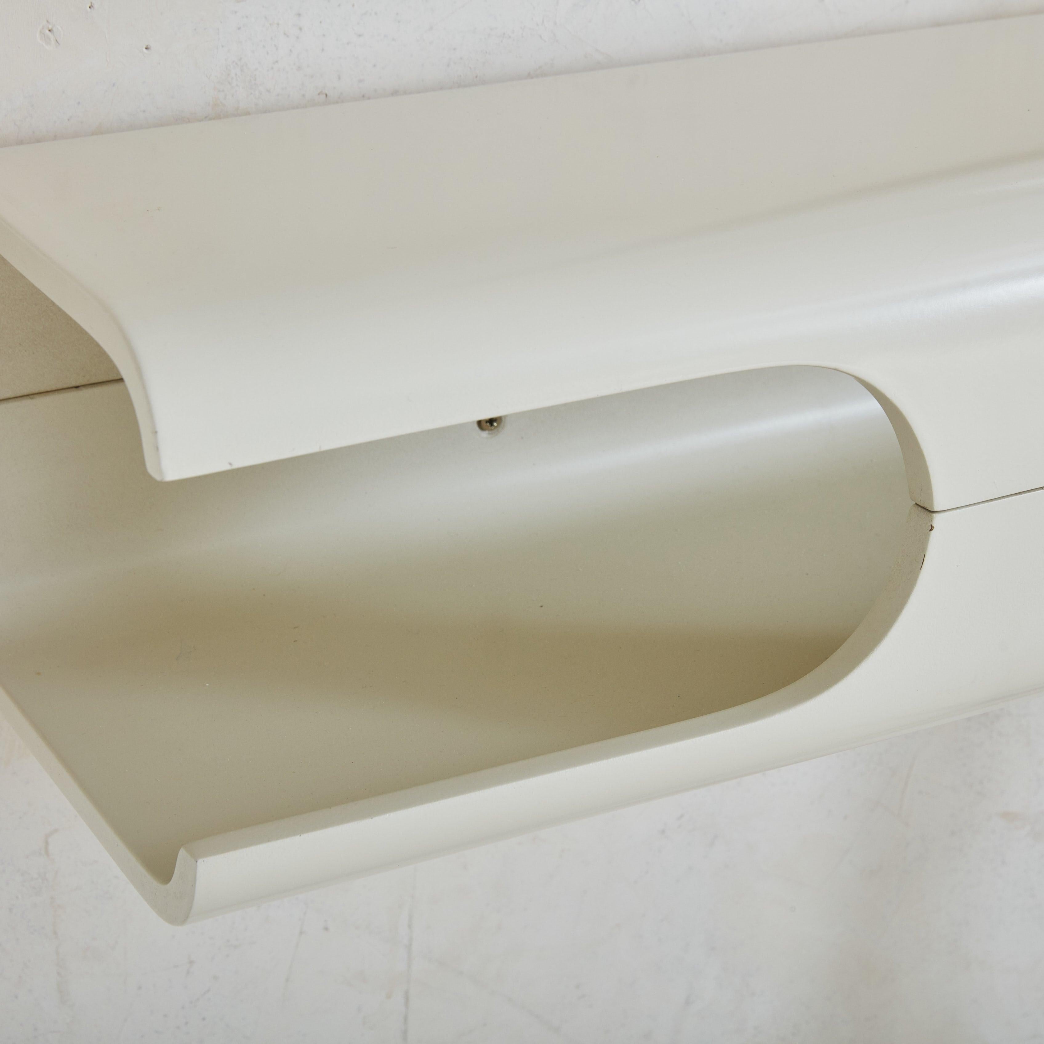 Mid-20th Century Italian White Wood Wall Mounted Console + Mirror, 1960s For Sale