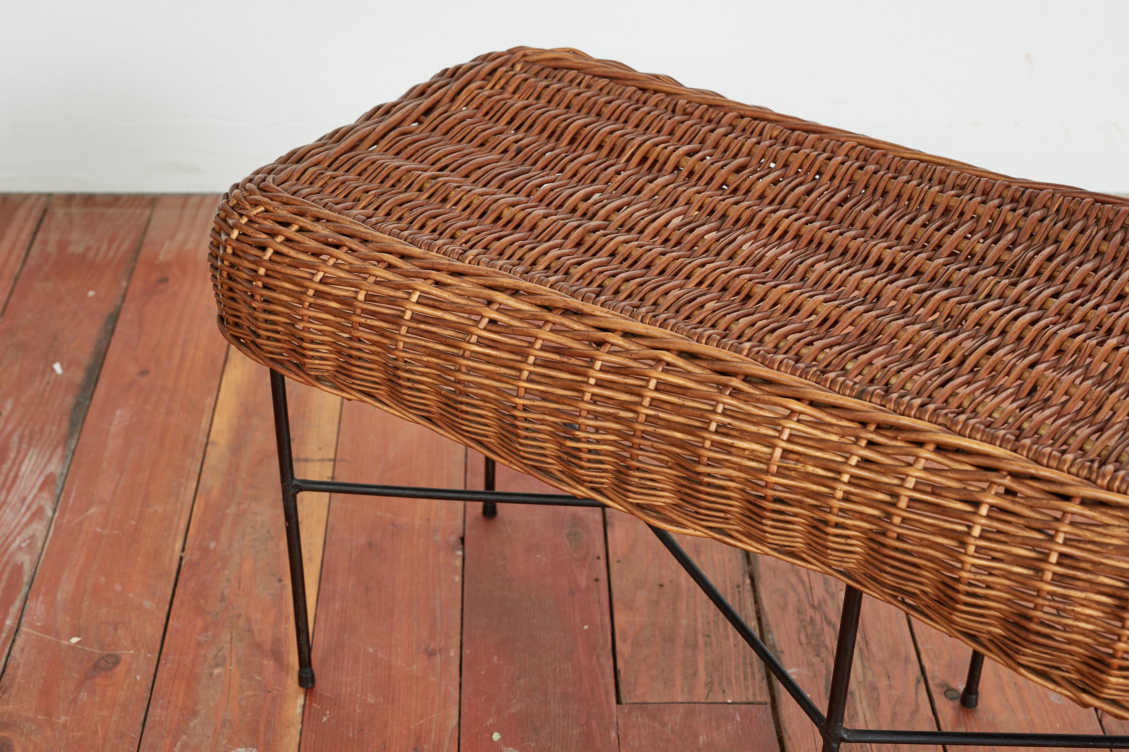 Italian Wicker and Iron Bench For Sale 10