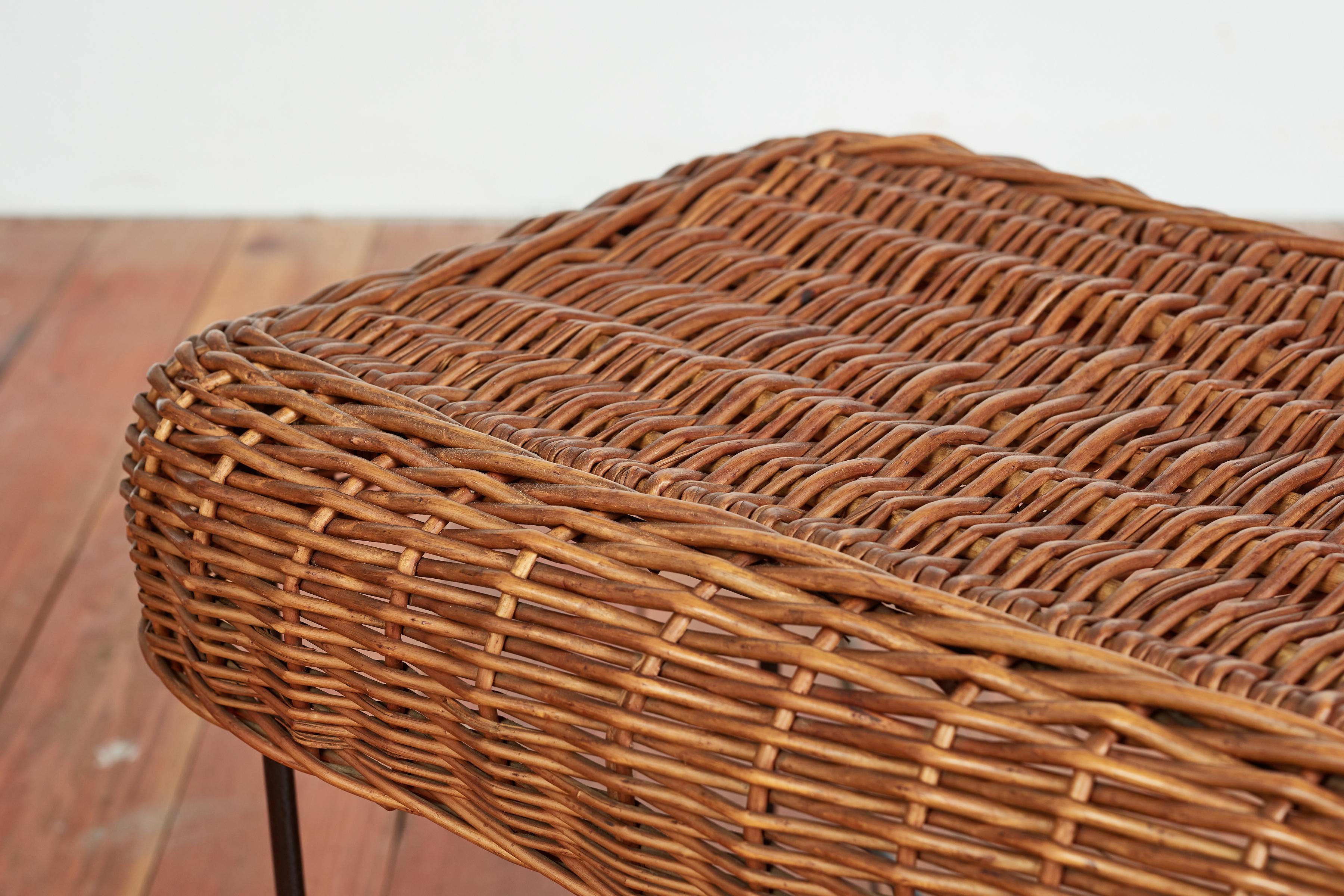 Italian Wicker and Iron Bench For Sale 11