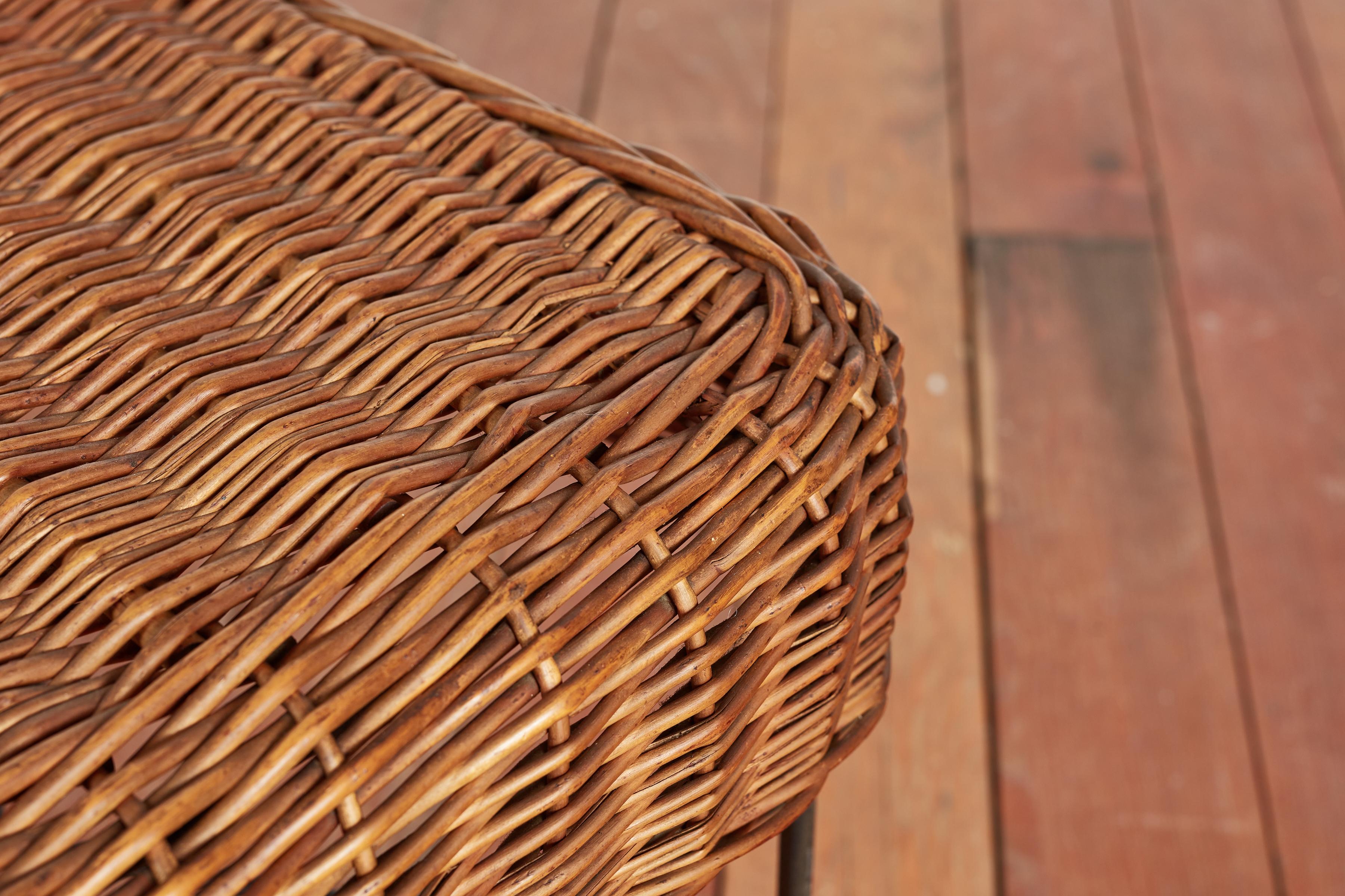 Italian Wicker and Iron Bench For Sale 12