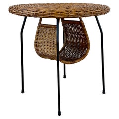 Italian Wicker and Iron Magazine Table