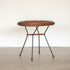 Italian Wicker and Iron Oval Table