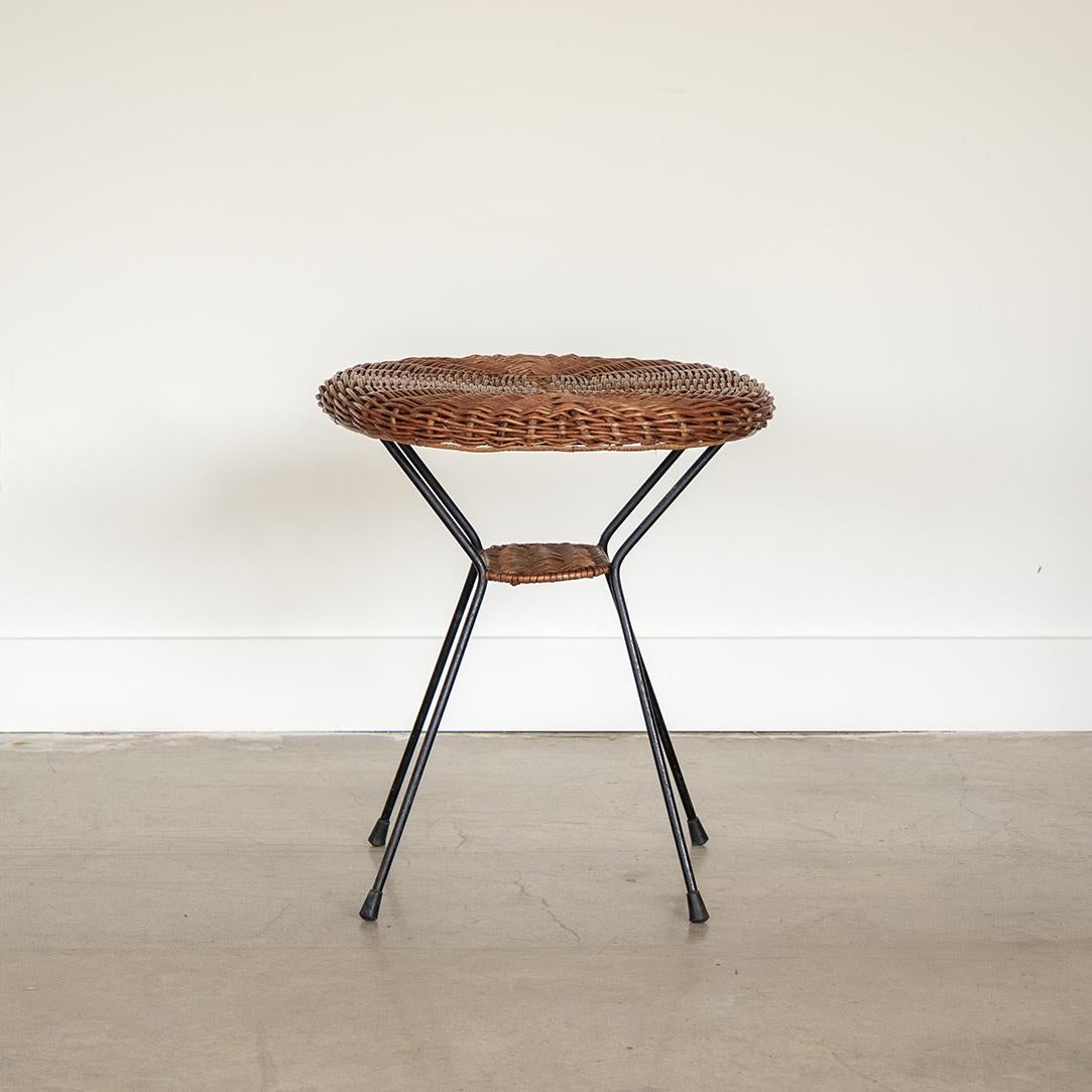 Italian Wicker and Iron Oval Table In Good Condition In Los Angeles, CA