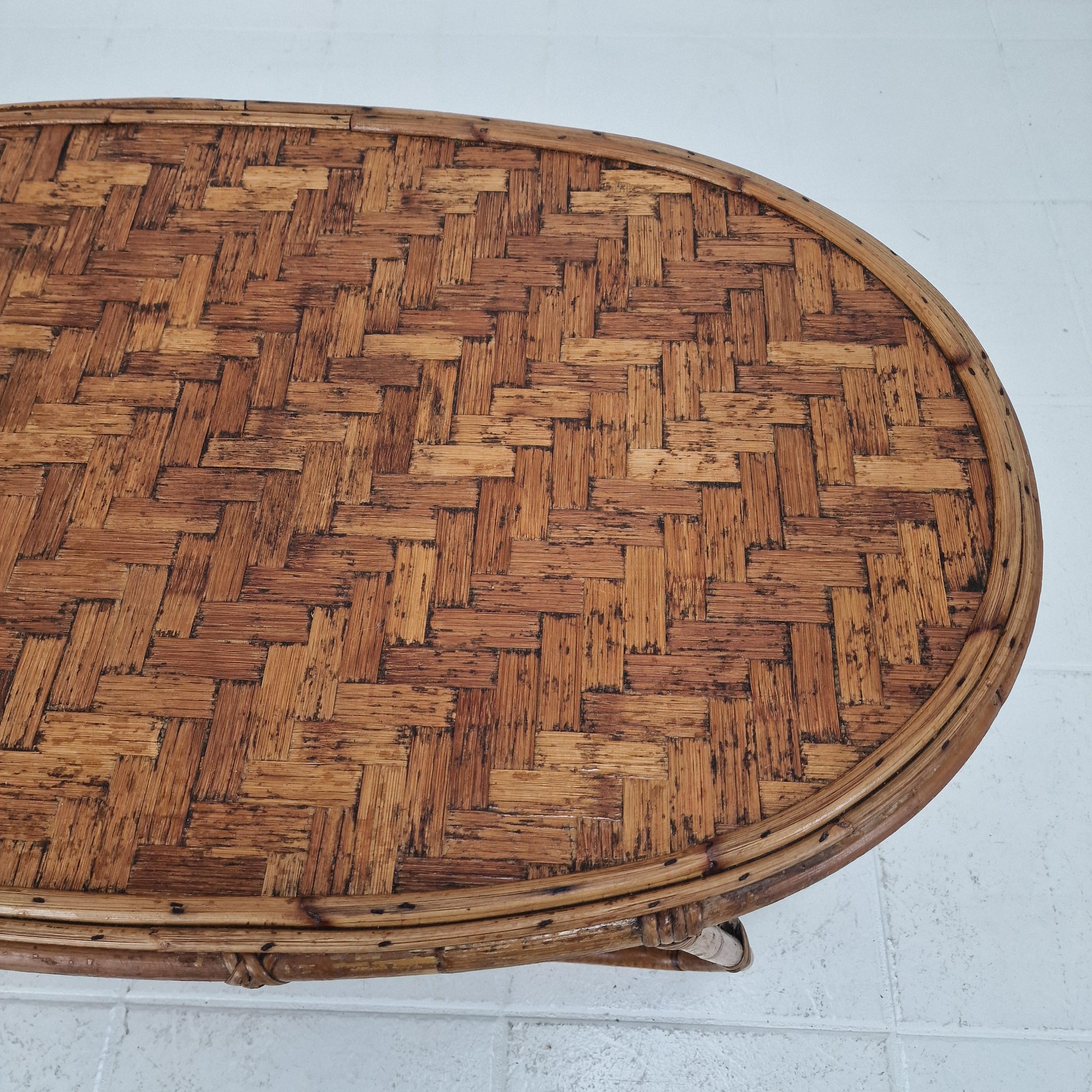 Italian Wicker and Rattan Coffee Table, 1960s For Sale 4