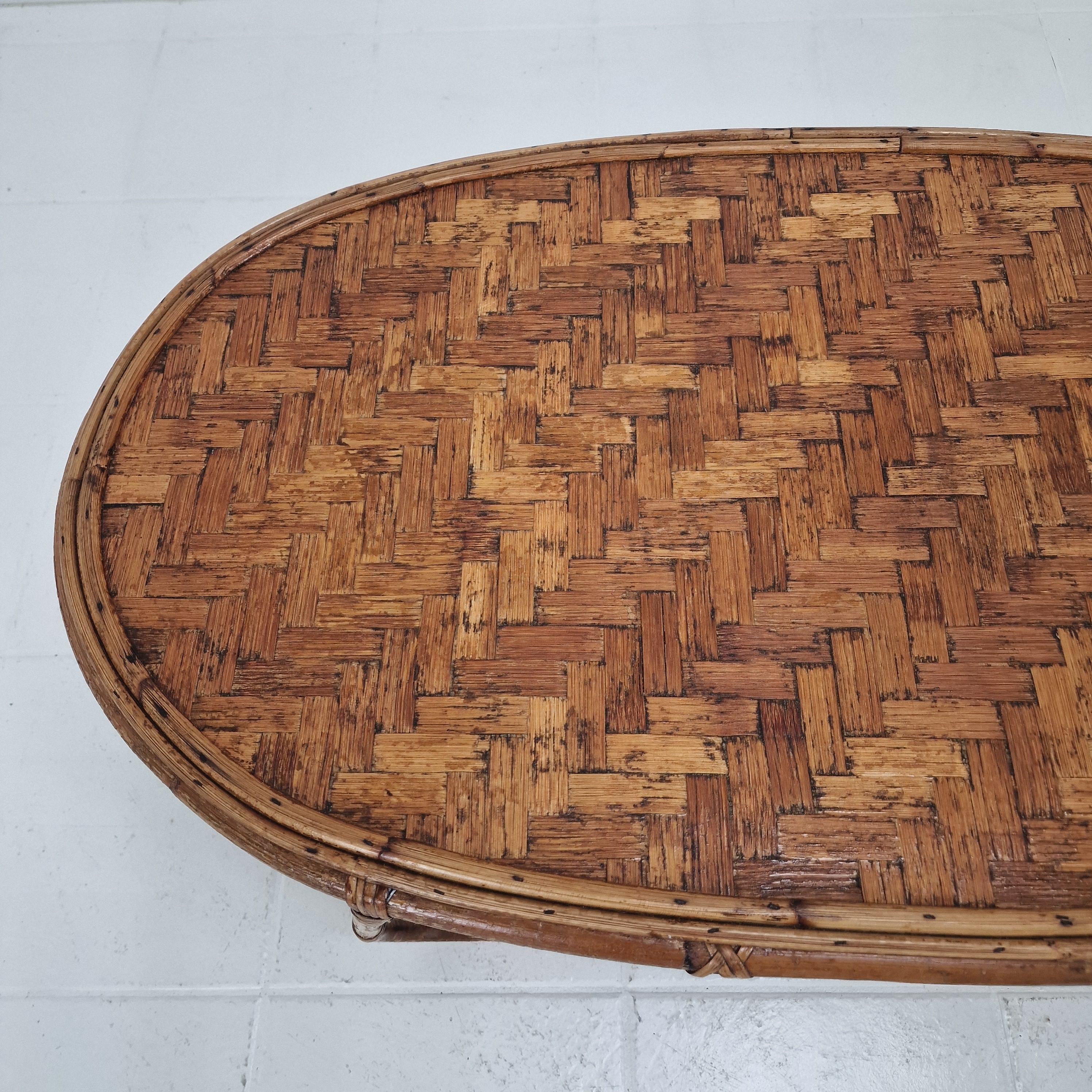 Italian Wicker and Rattan Coffee Table, 1960s For Sale 5