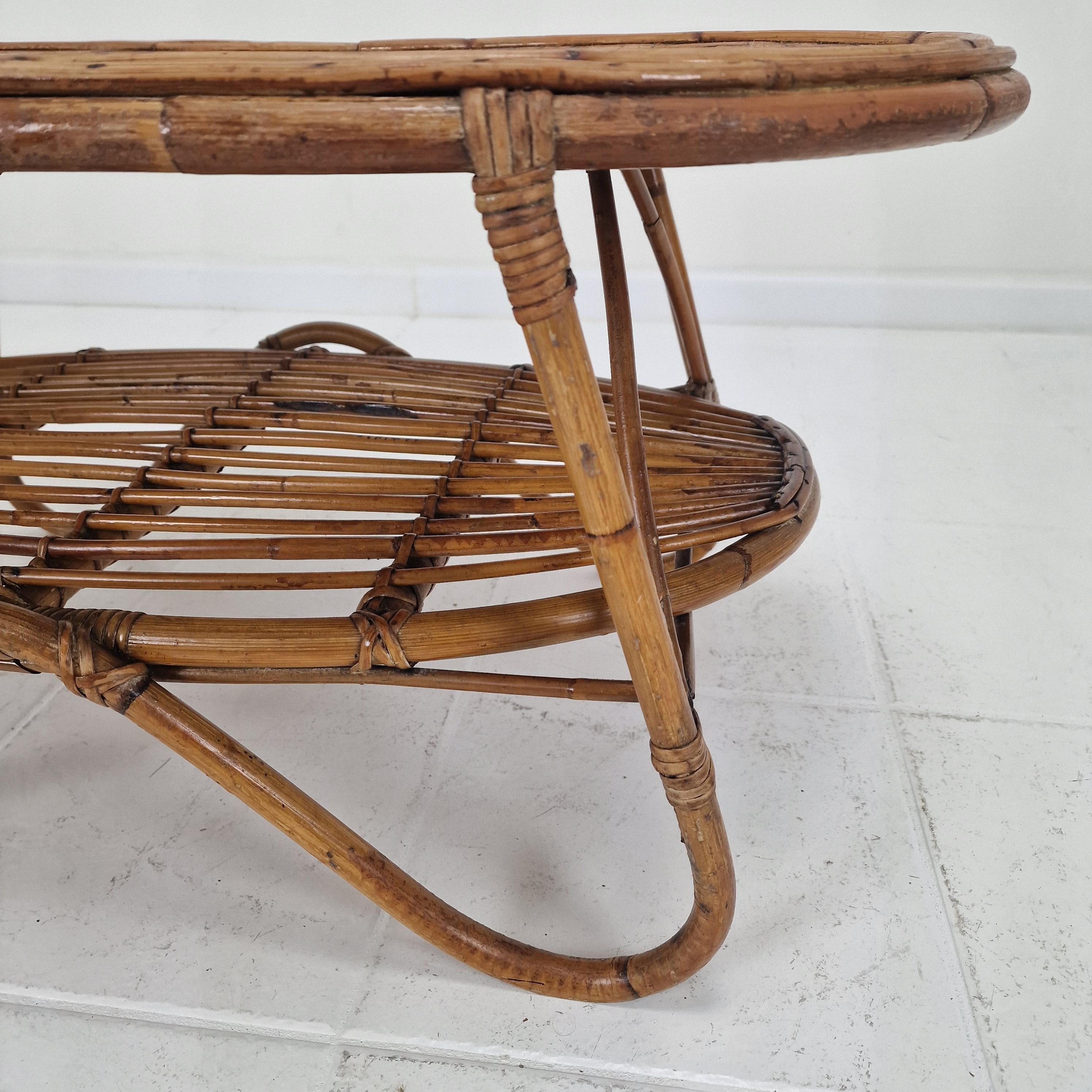 Italian Wicker and Rattan Coffee Table, 1960s For Sale 6