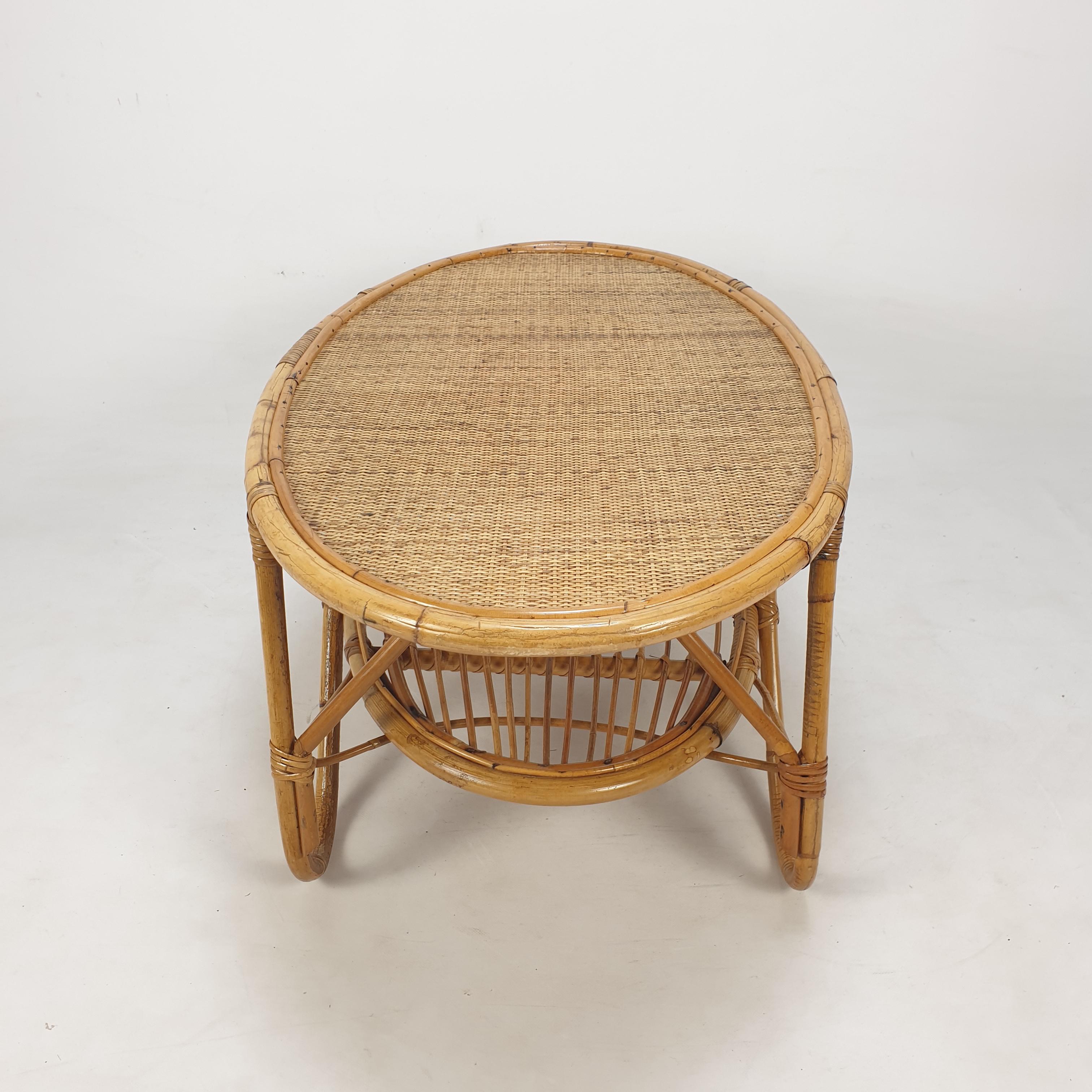 Italian Wicker and Rattan Coffee Table, 1960s For Sale 10