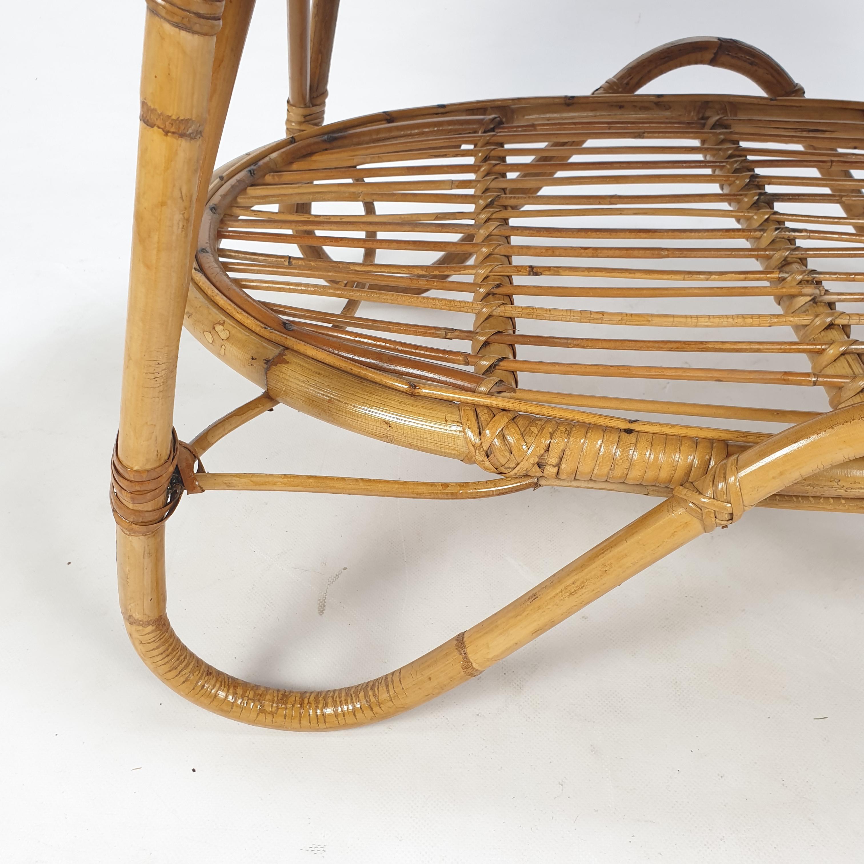 Italian Wicker and Rattan Coffee Table, 1960s For Sale 12