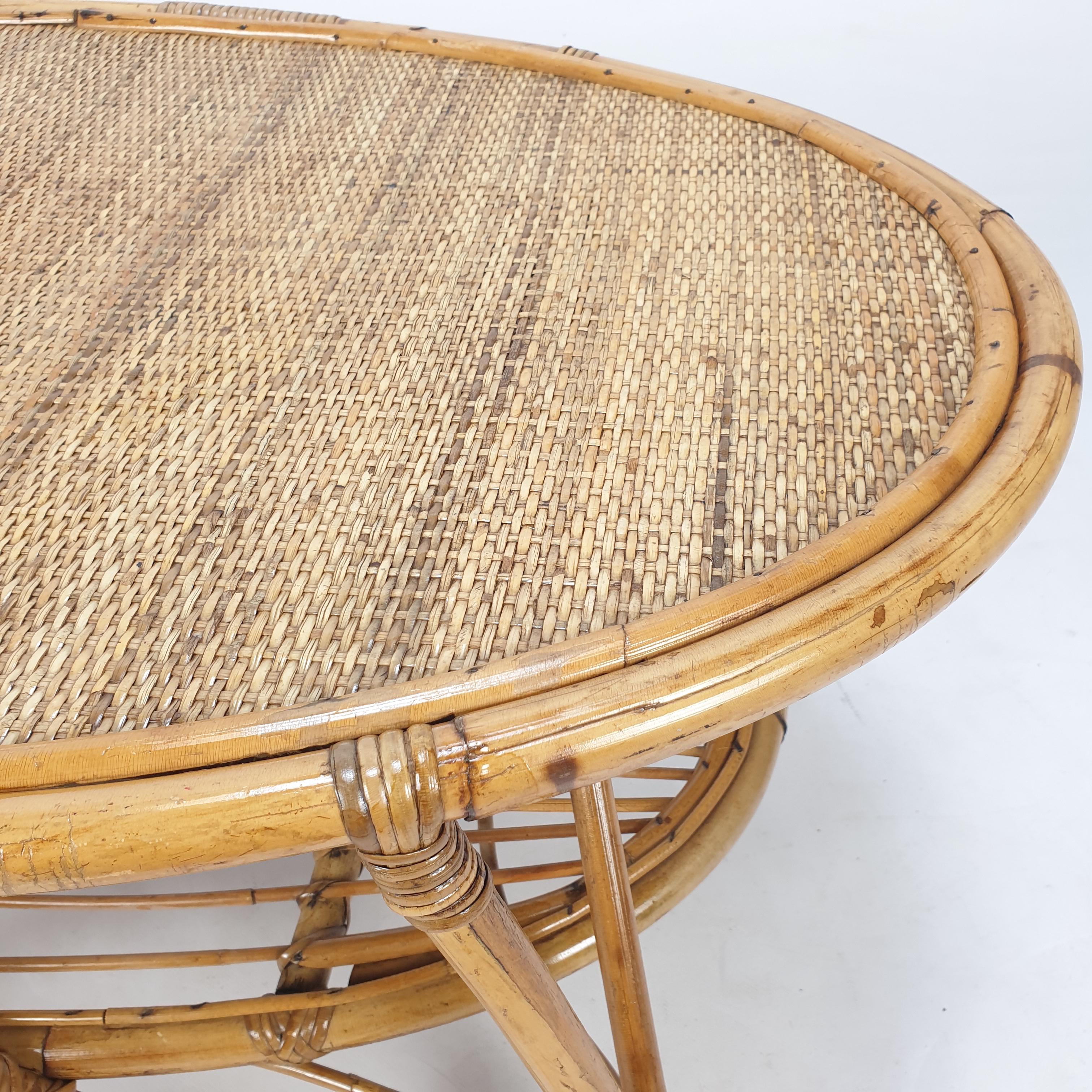 Italian Wicker and Rattan Coffee Table, 1960s For Sale 14