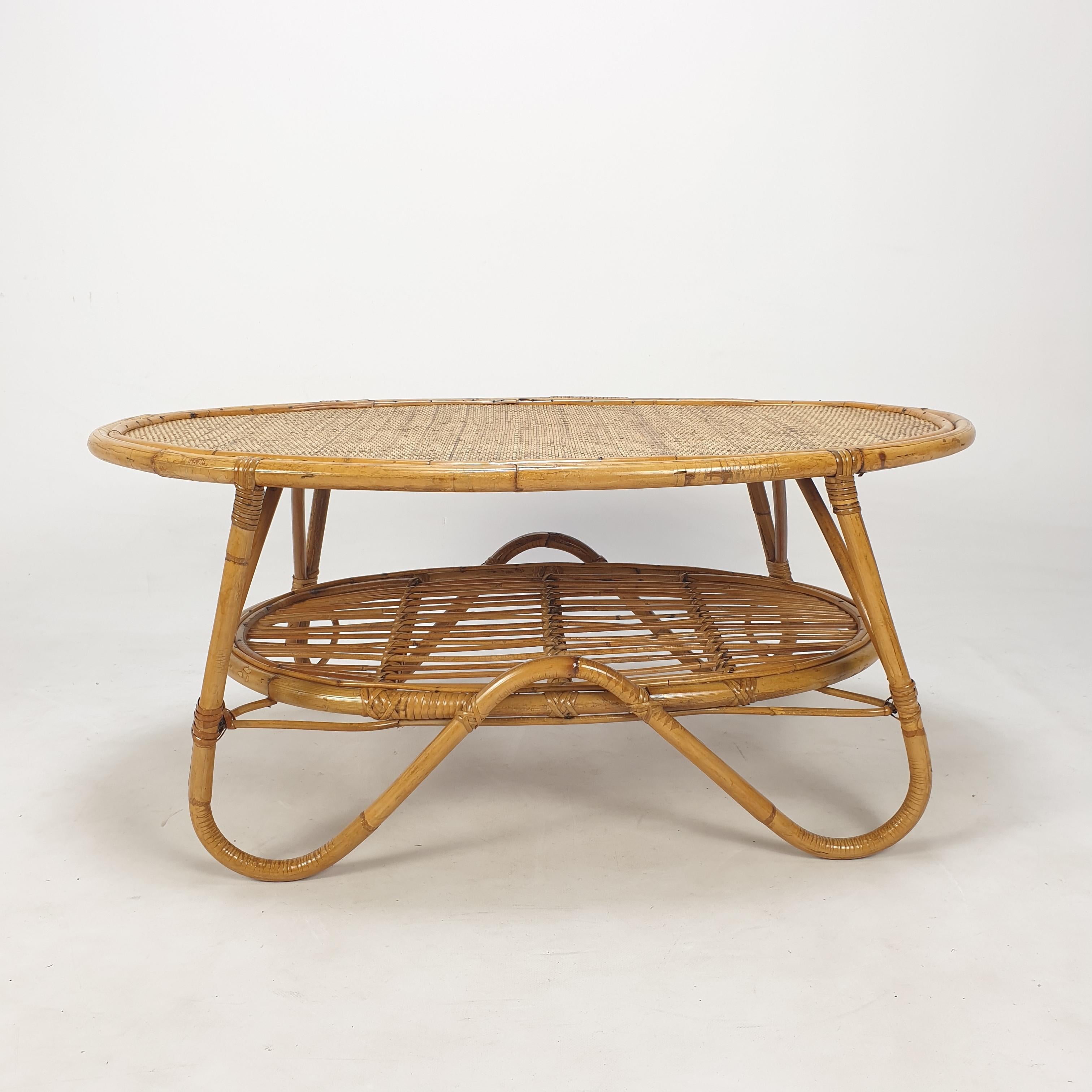 Italian Wicker and Rattan Coffee Table, 1960s In Good Condition In Oud Beijerland, NL