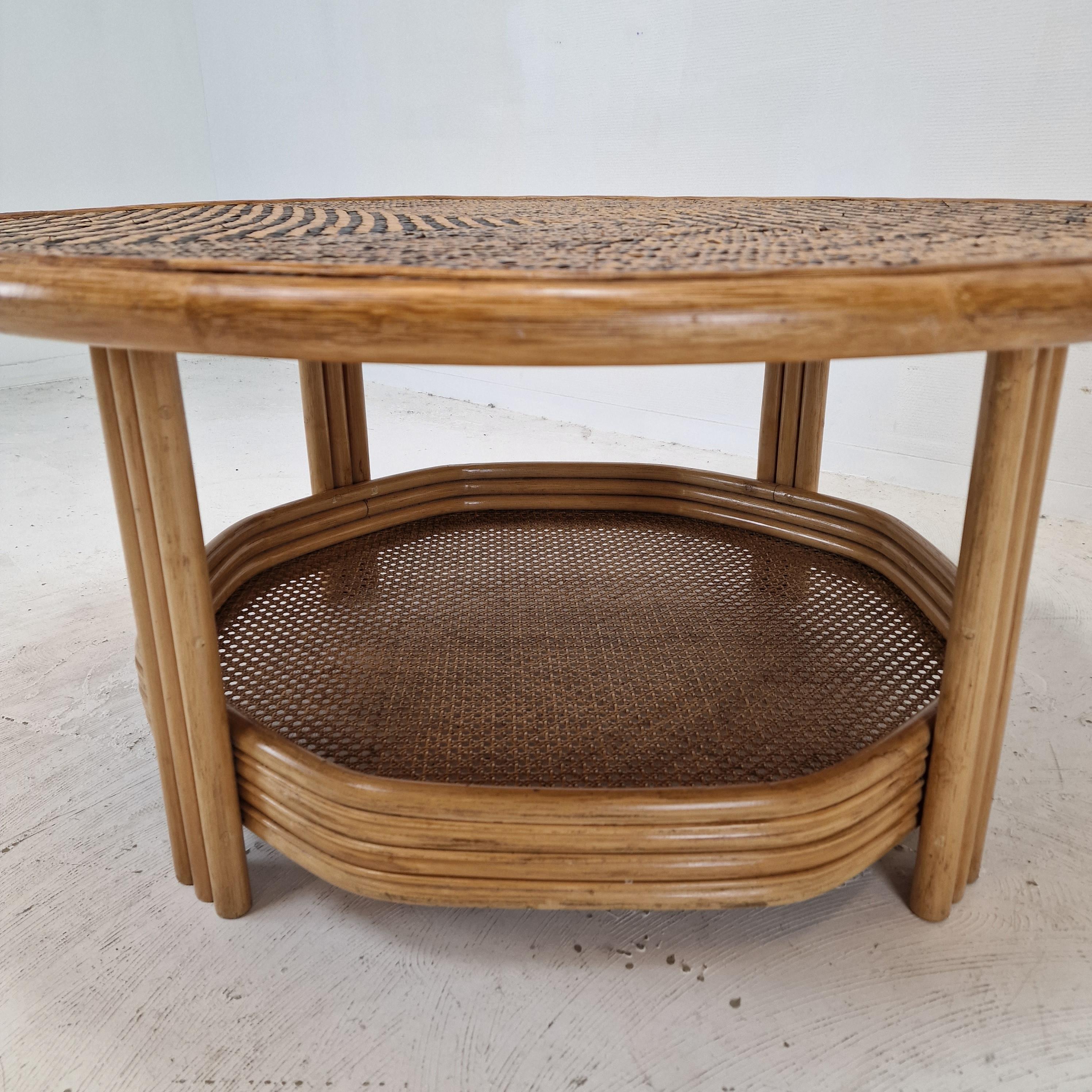 Italian Wicker and Rattan Coffee Table, 1970s For Sale 5