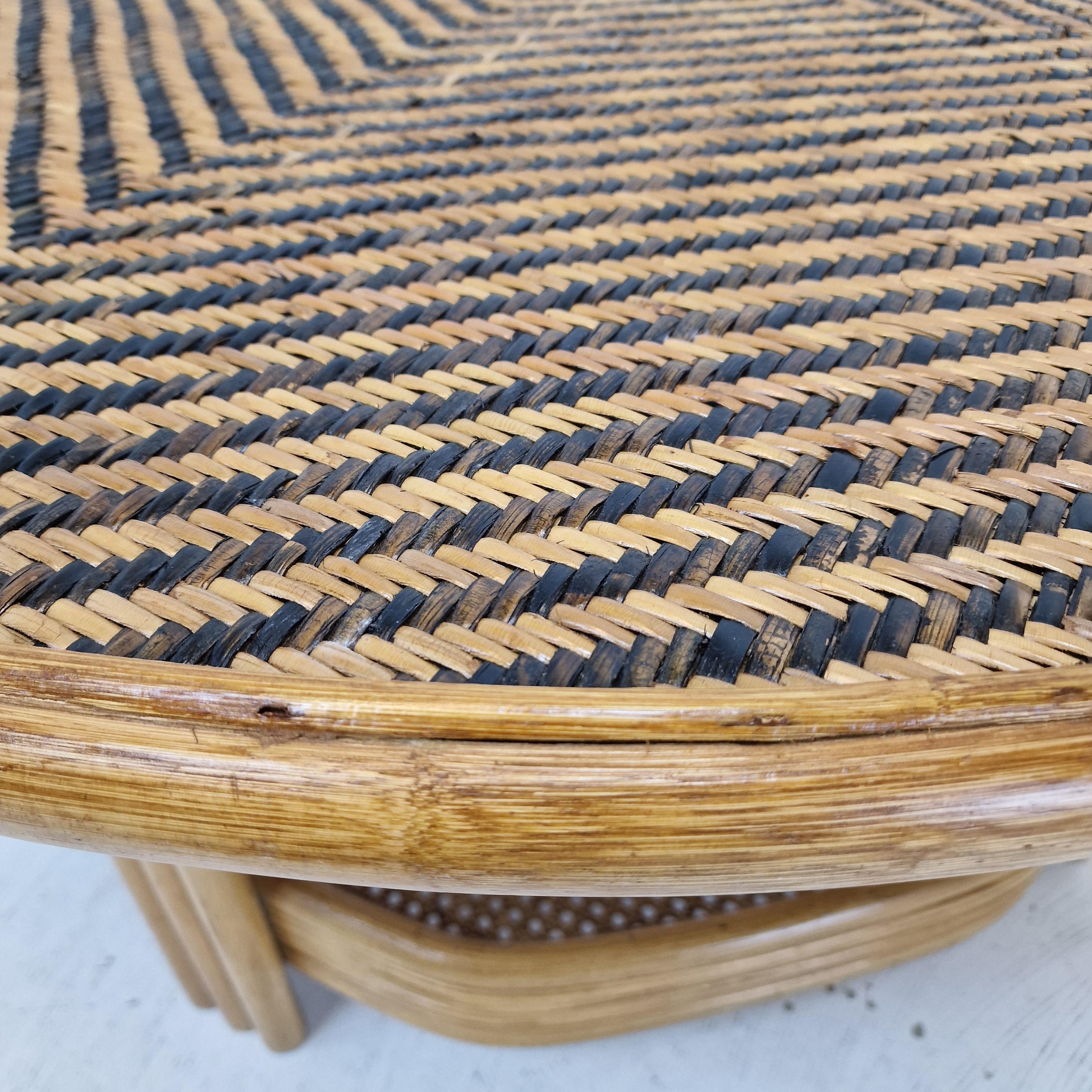 Italian Wicker and Rattan Coffee Table, 1970s For Sale 6