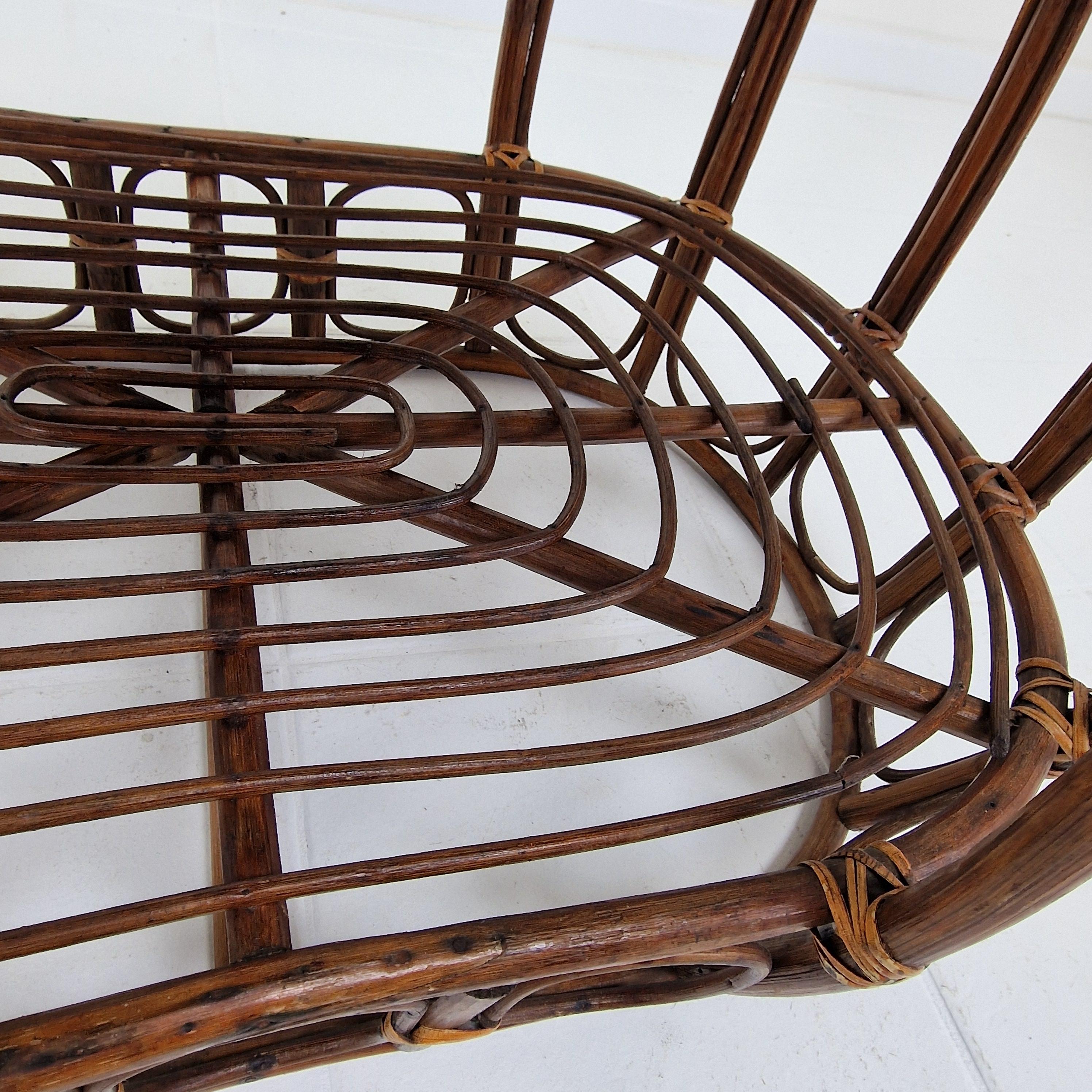 Italian Wicker and Rattan Coffee Table, 1970s For Sale 6