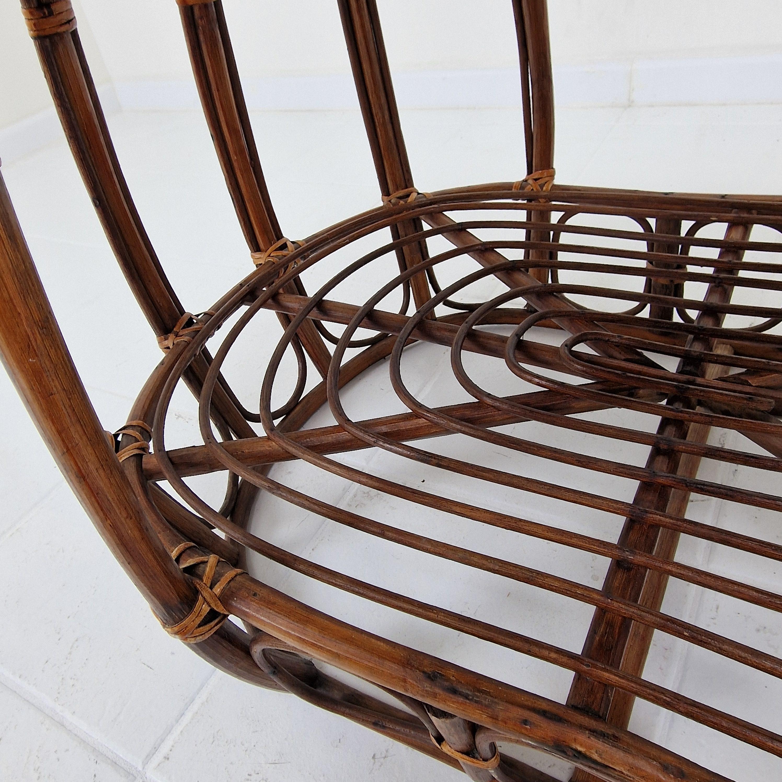 Italian Wicker and Rattan Coffee Table, 1970s For Sale 7
