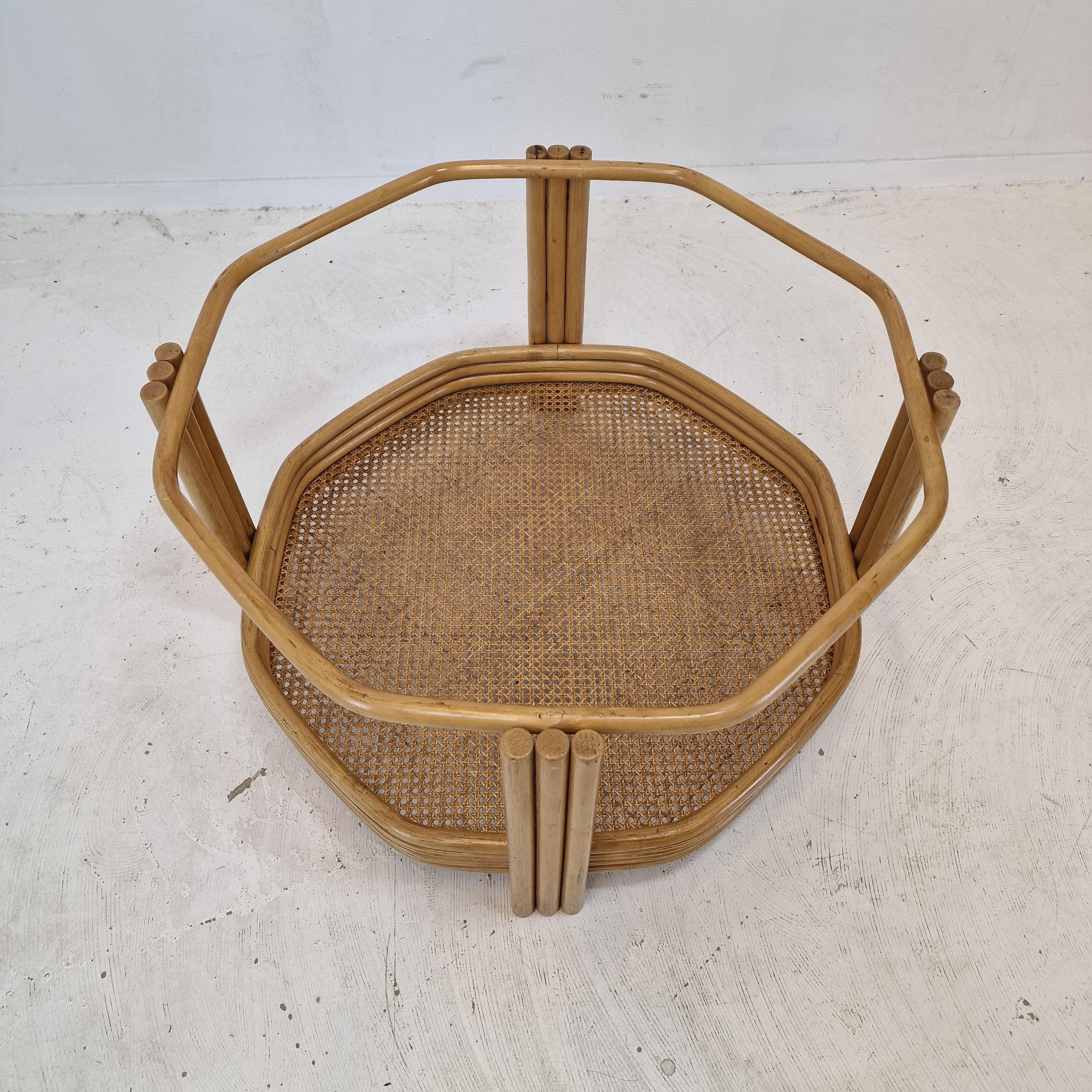 Italian Wicker and Rattan Coffee Table, 1970s For Sale 8