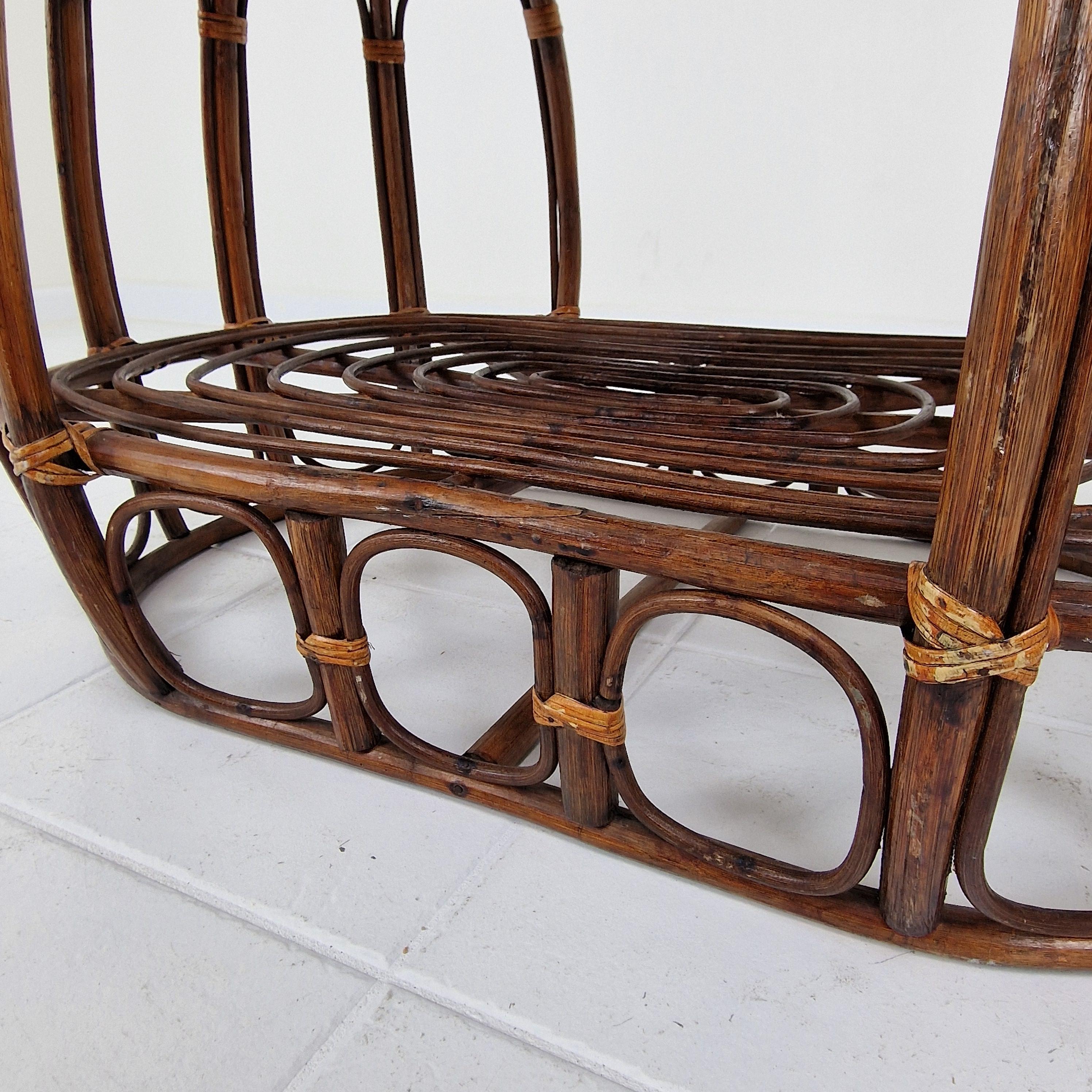 Italian Wicker and Rattan Coffee Table, 1970s For Sale 8