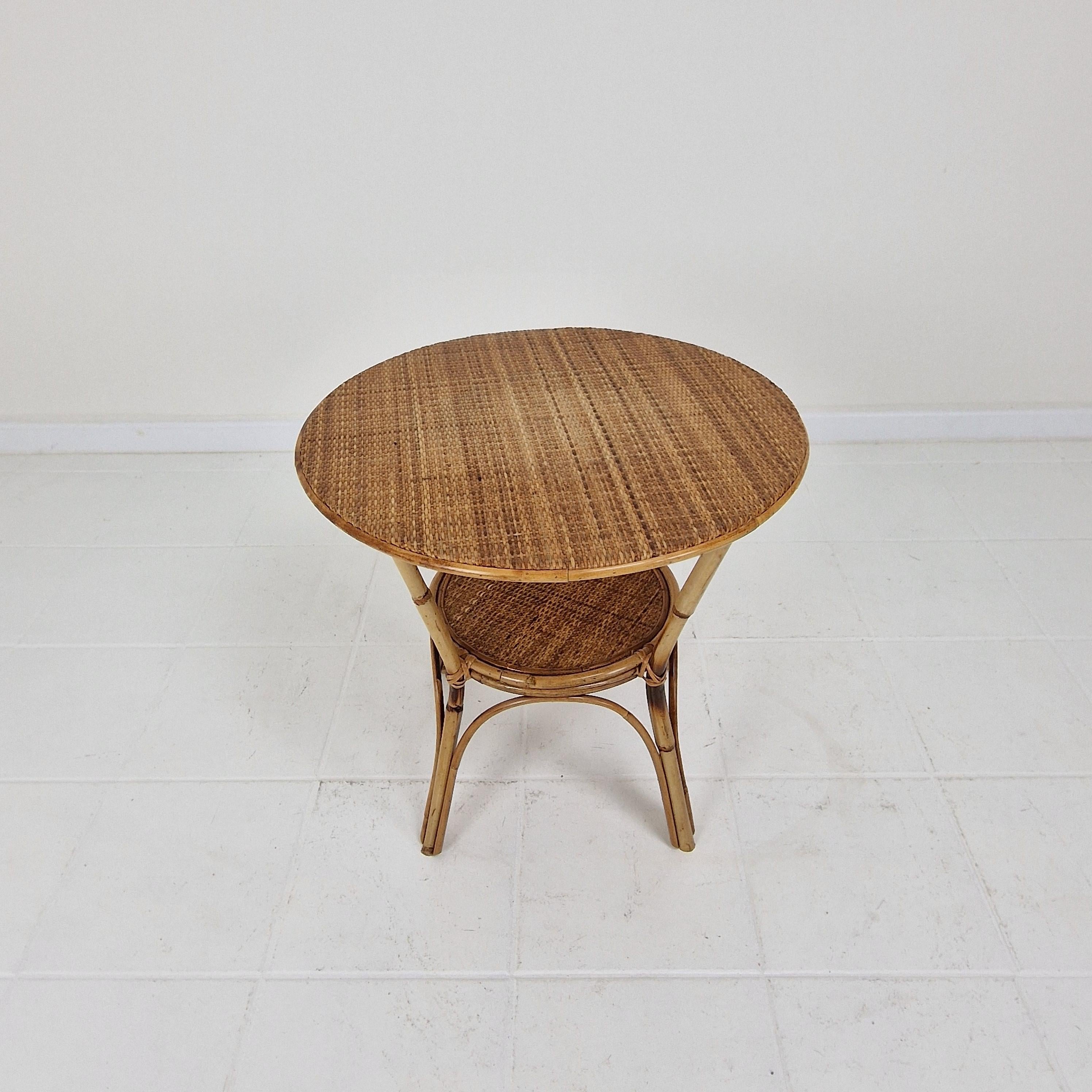 Late 20th Century Italian Wicker and Rattan Coffee Table, 1970s For Sale