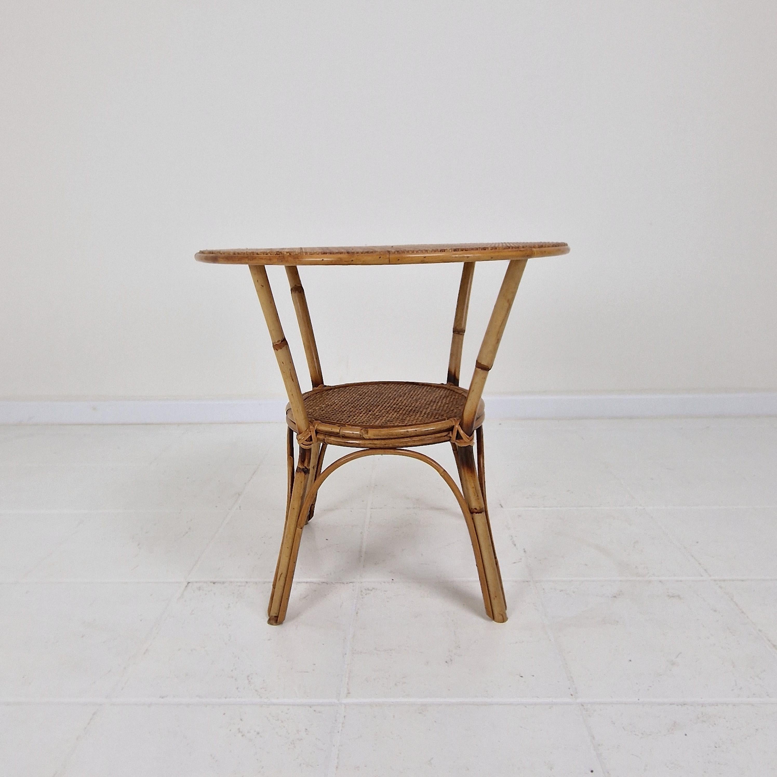 Italian Wicker and Rattan Coffee Table, 1970s For Sale 1