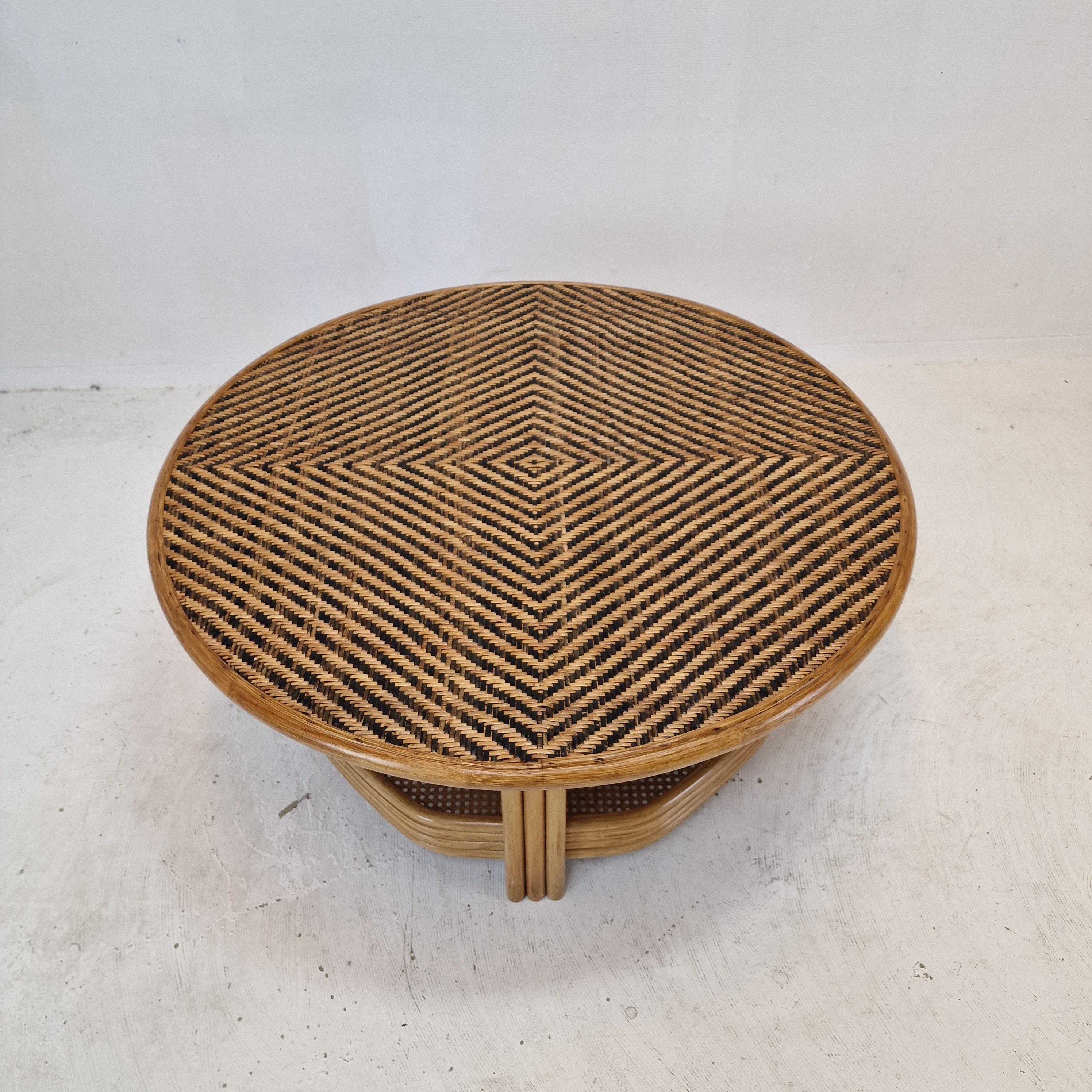 Italian Wicker and Rattan Coffee Table, 1970s For Sale 3