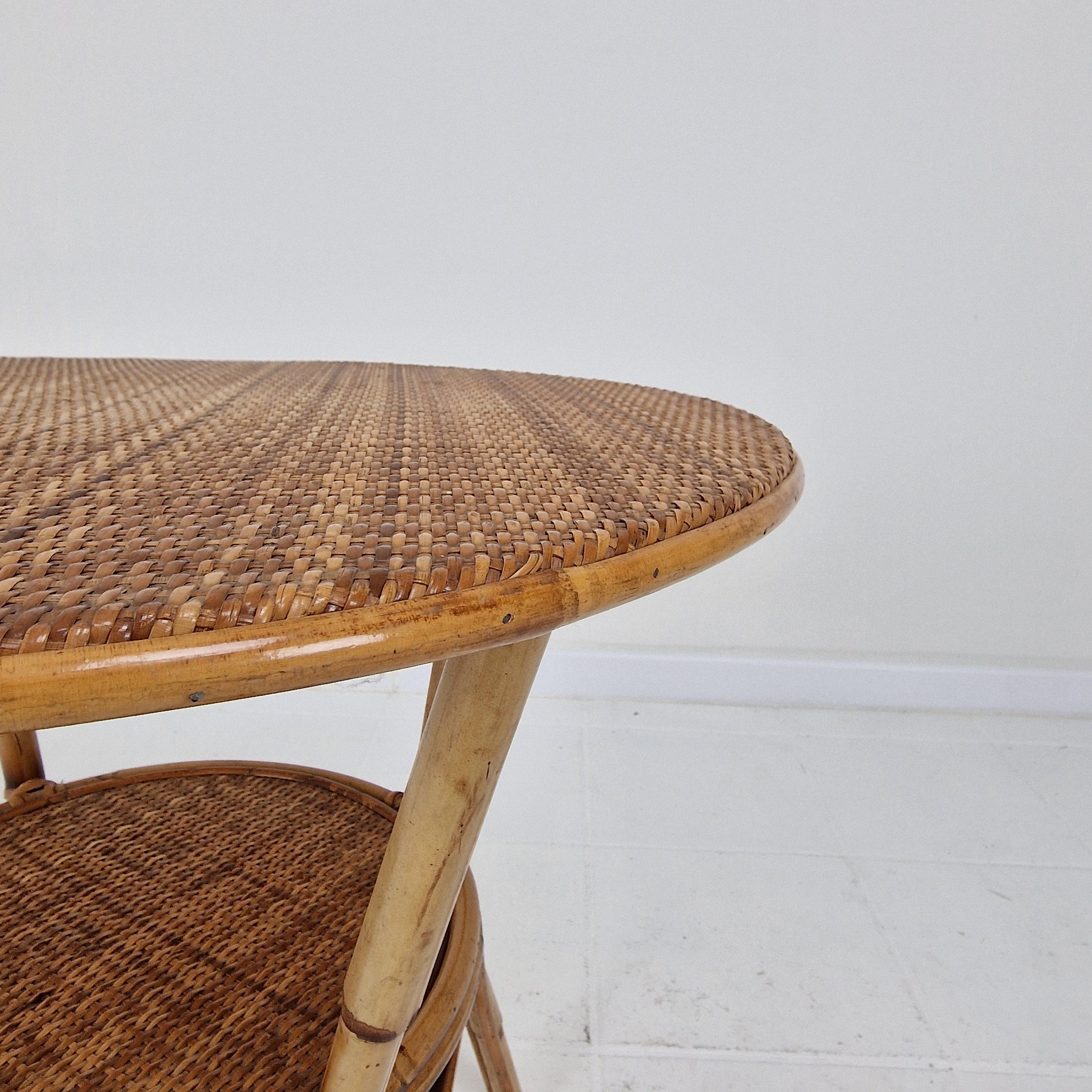 Italian Wicker and Rattan Coffee Table, 1970s For Sale 3