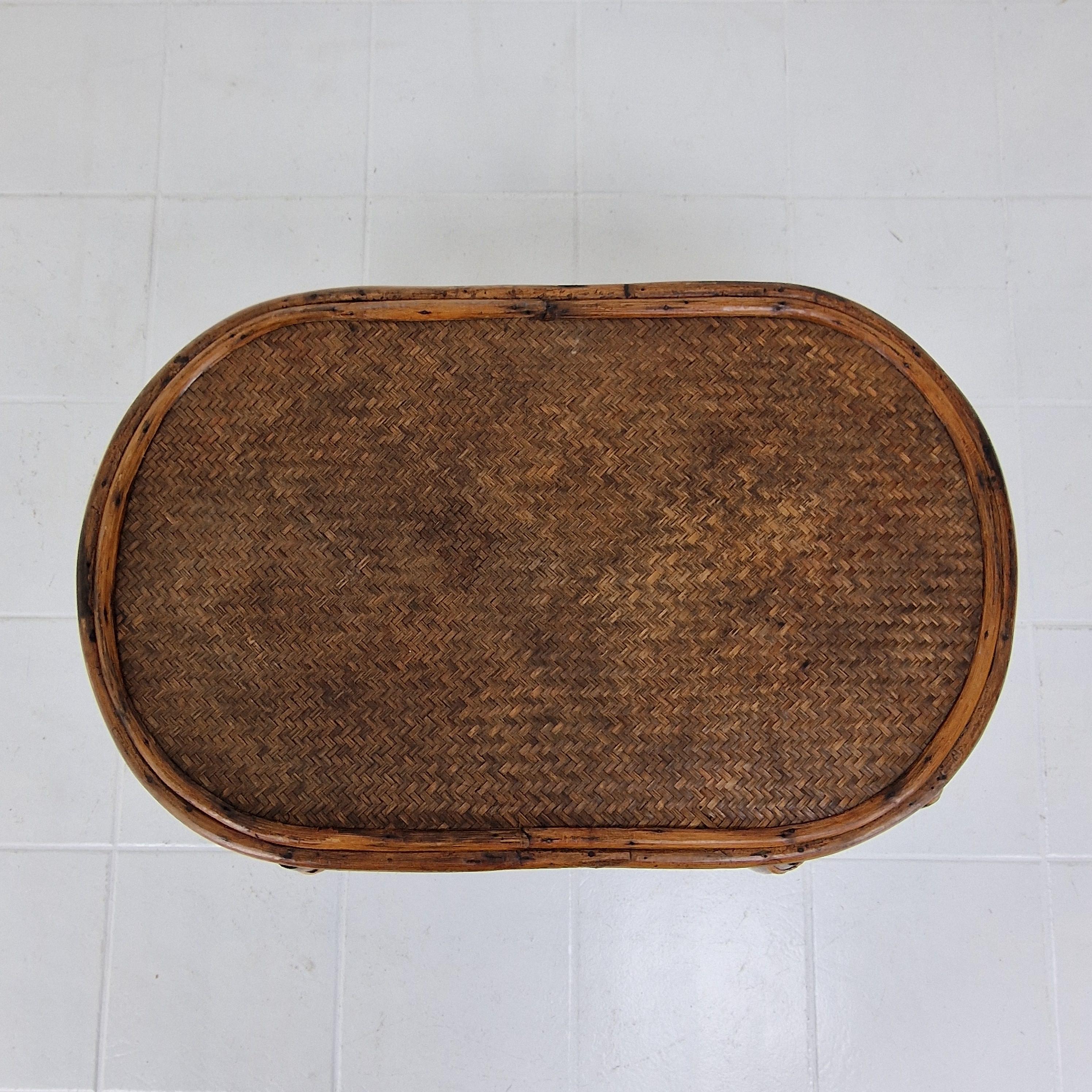Italian Wicker and Rattan Coffee Table, 1970s For Sale 3