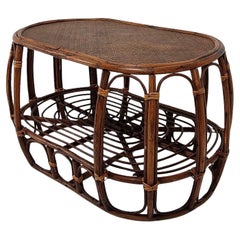 Vintage Italian Wicker and Rattan Coffee Table, 1970s