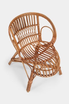 Italian Wicker Armchair, 1950s