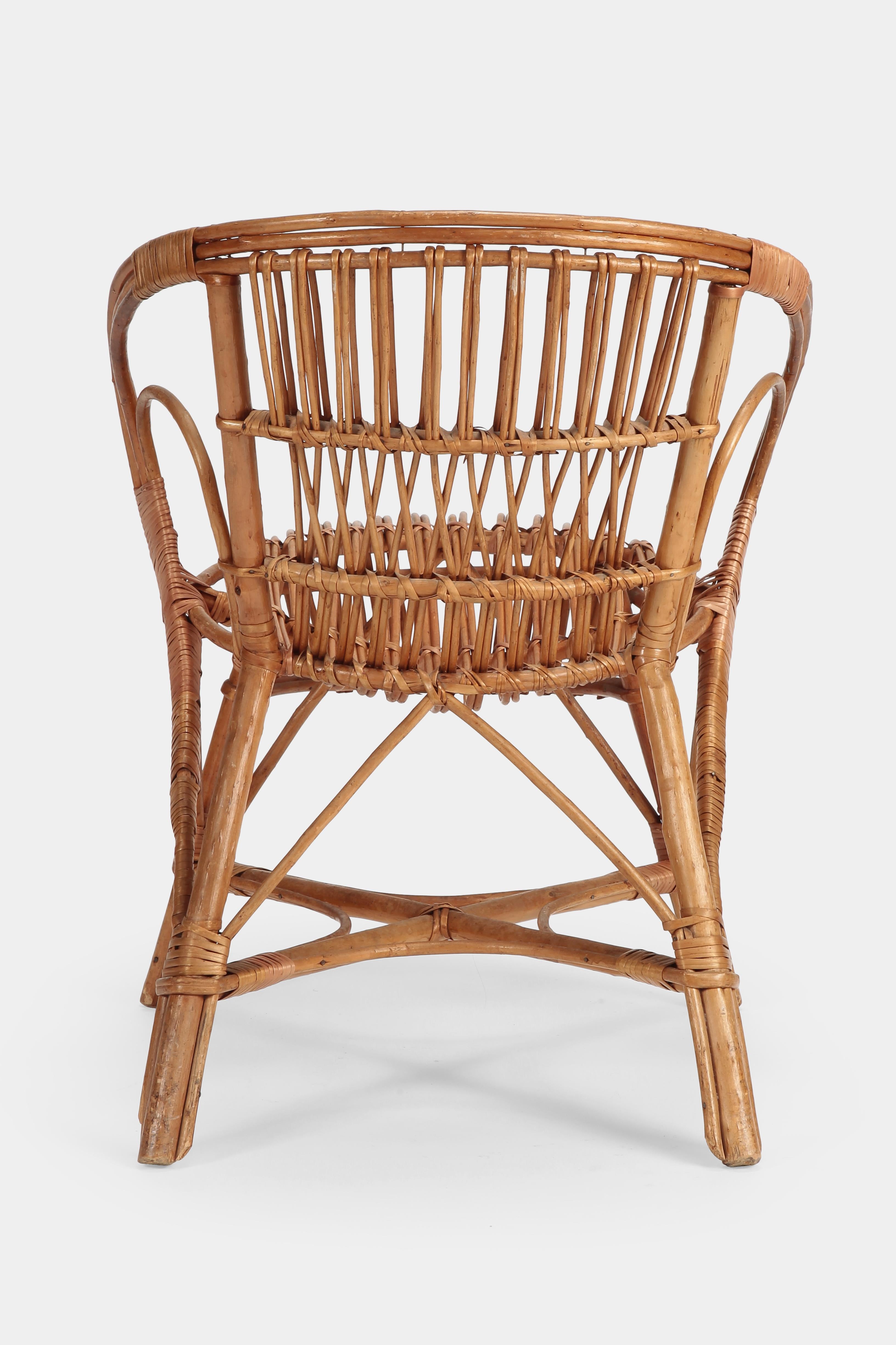 Italian Wicker Armchair, 1950s In Good Condition For Sale In Basel, CH