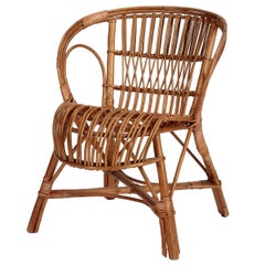 Italian Wicker Armchair, 1950s