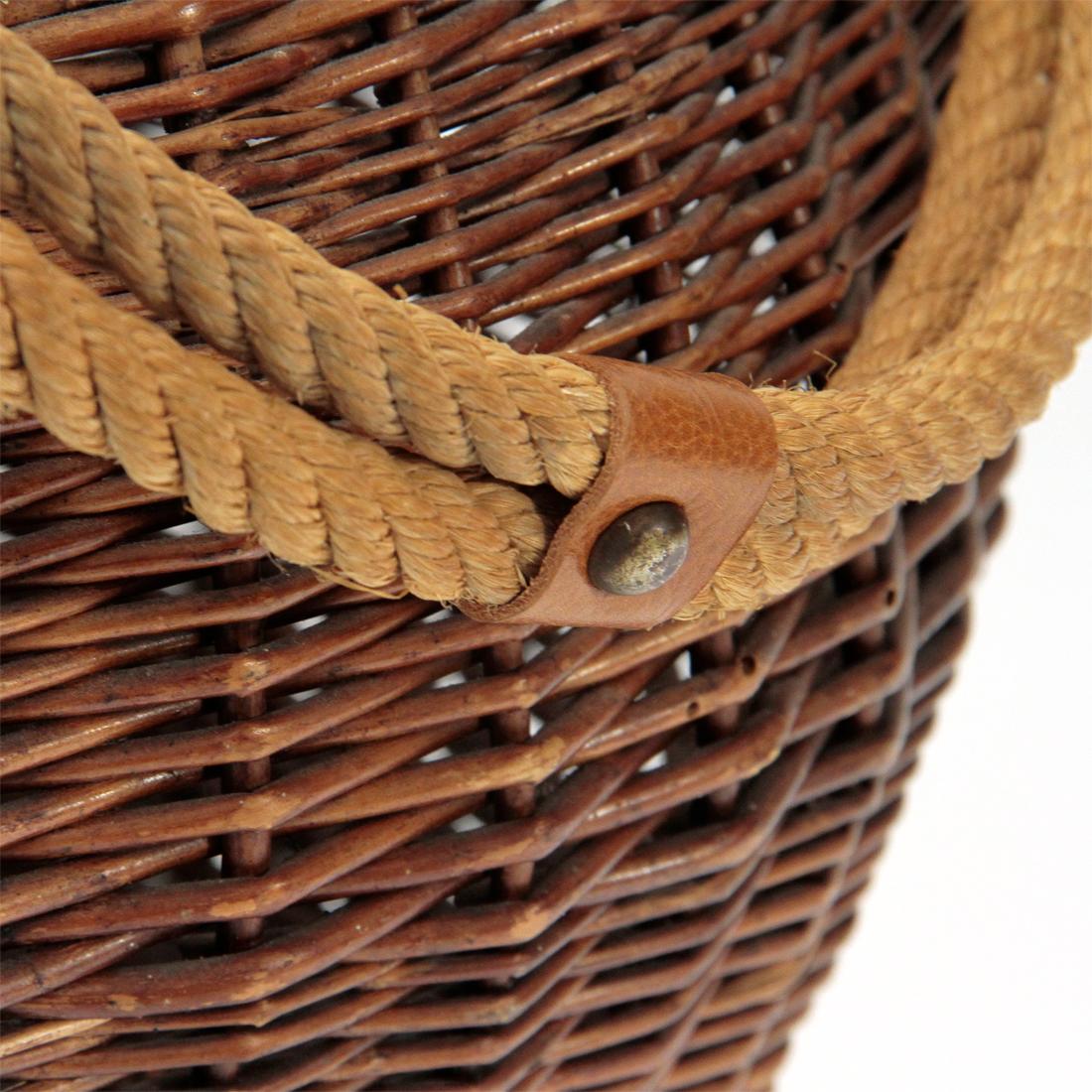 Italian Wicker Basket with Rope Handle, 1950s 1